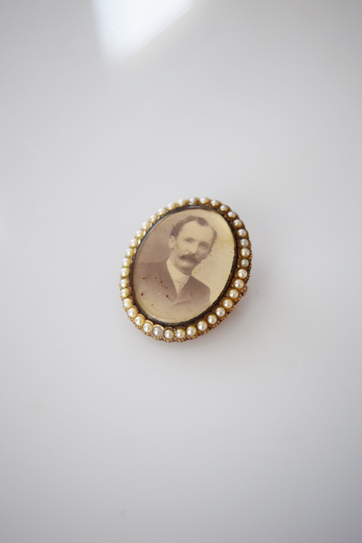 Victorian 14kt Gold and Pearl Portrait Brooch