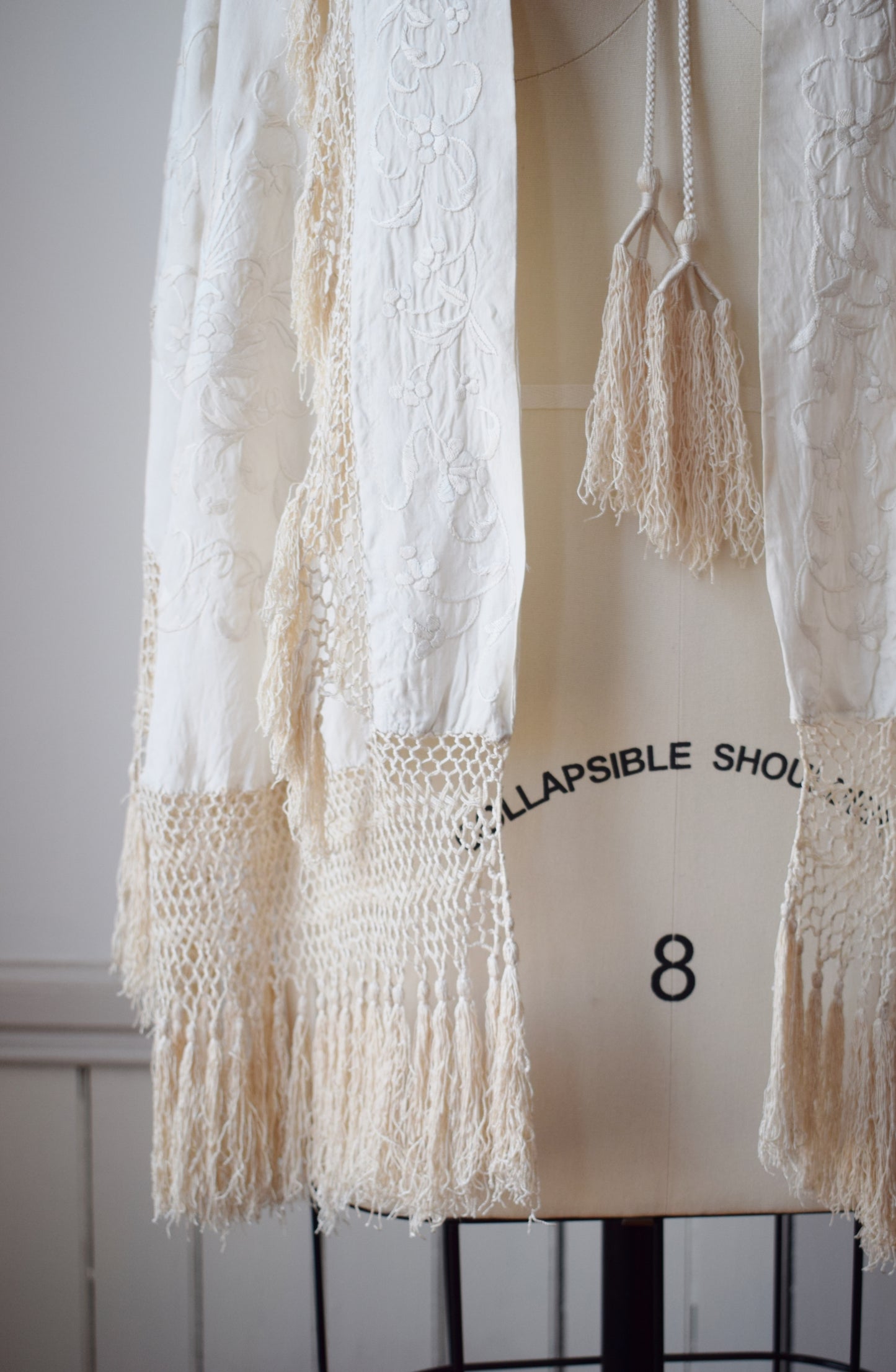 Antique Silk Piano Shawl Cape | OS