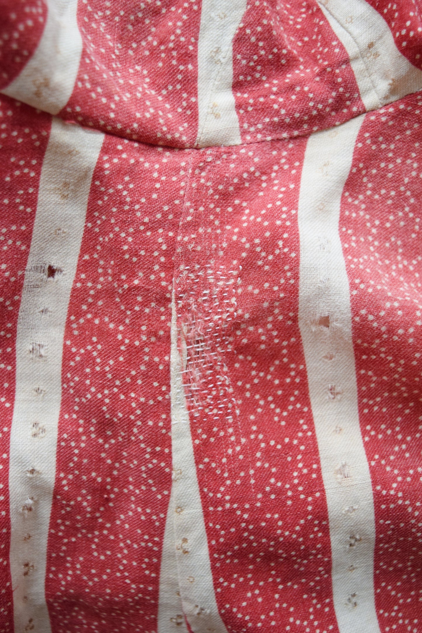 Antique Turn of the Century Red Calico Blouse | S/M