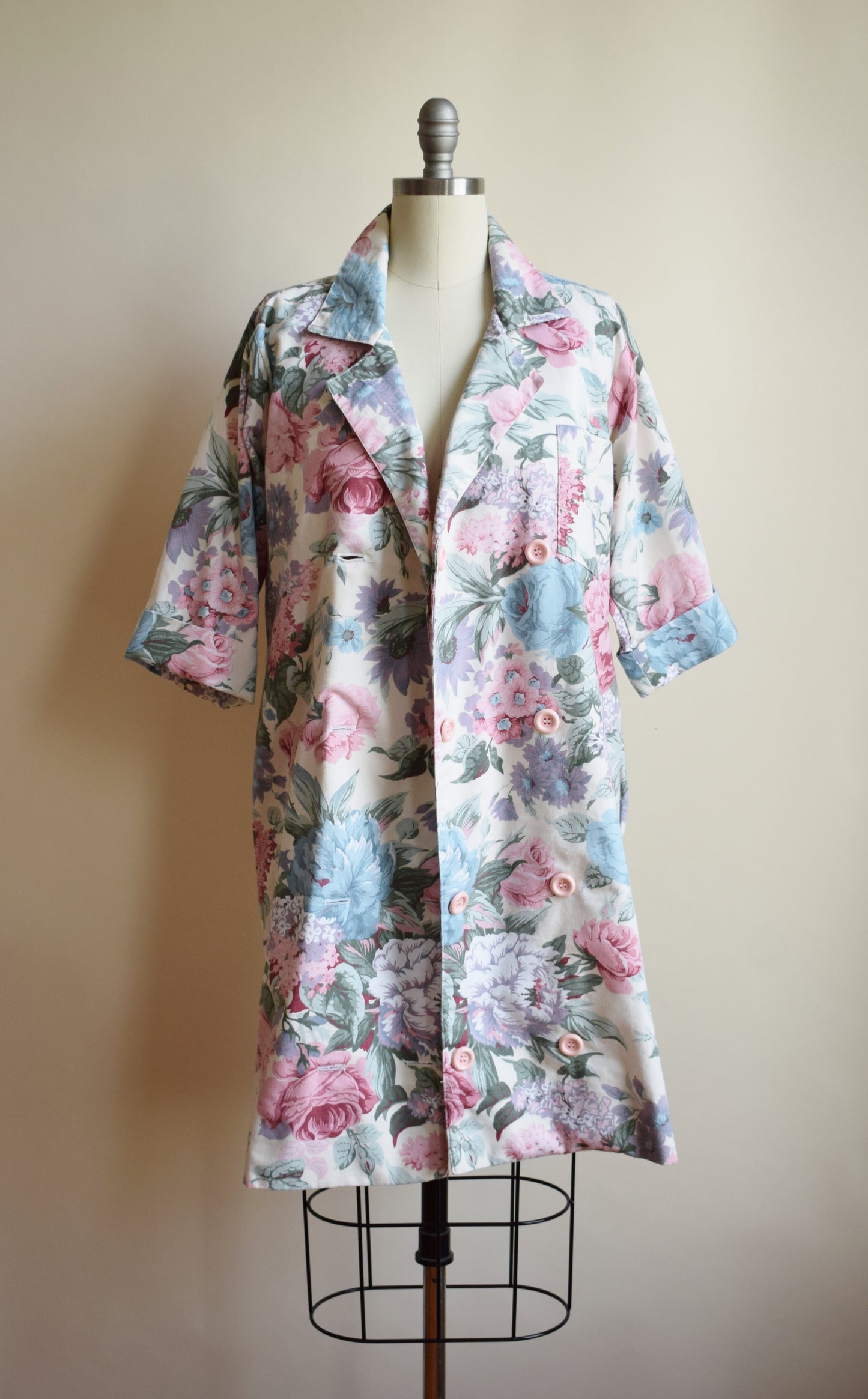 Vintage Pastel Floral Duster Jacket | S/M