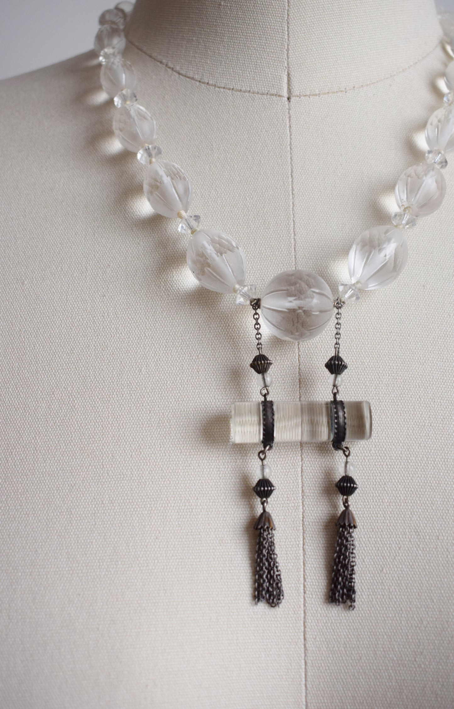 1920s/30s Clear Czech Glass Bead Necklace