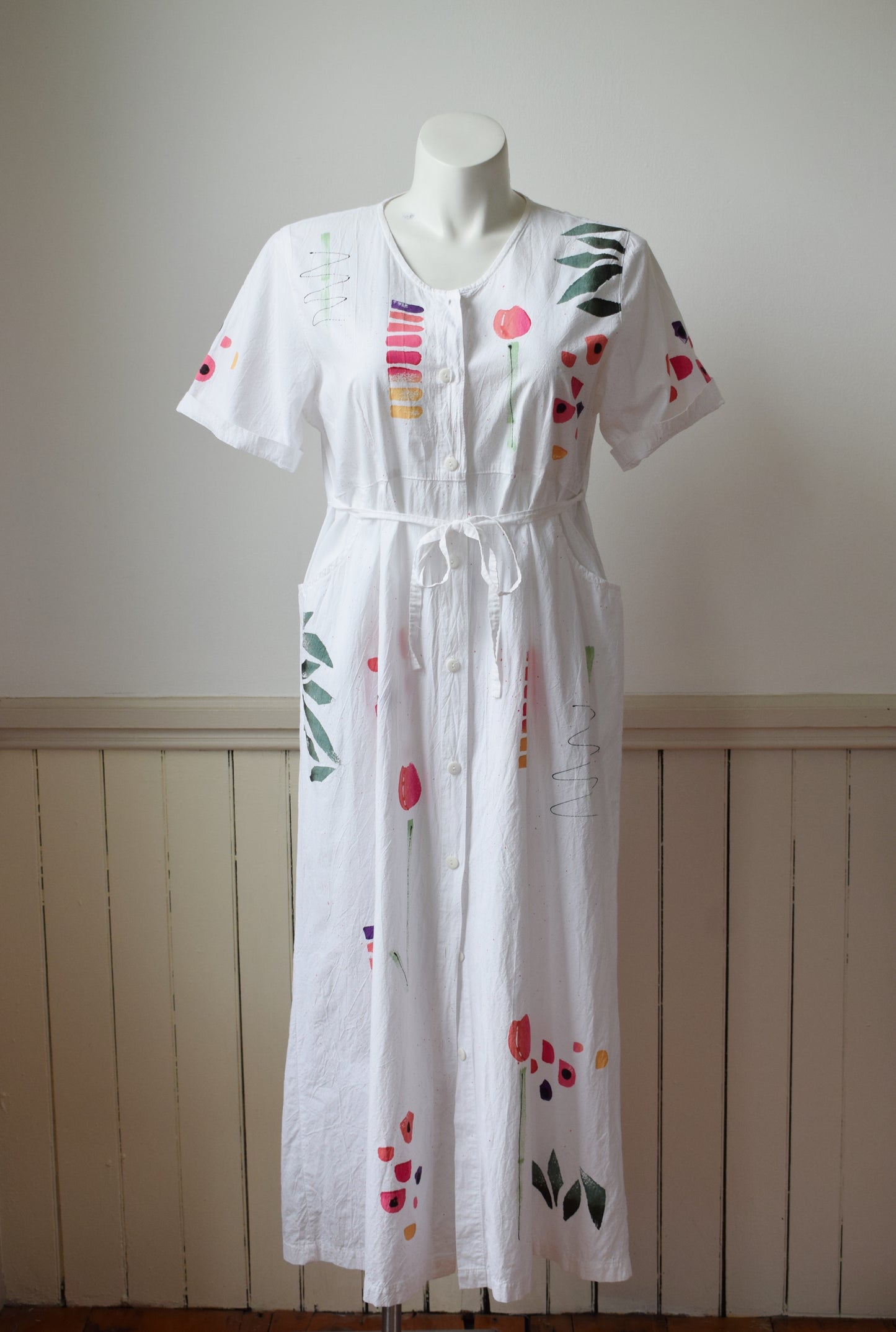 1980s Play Alegre Hand Painted Maxi Dress | L/XL