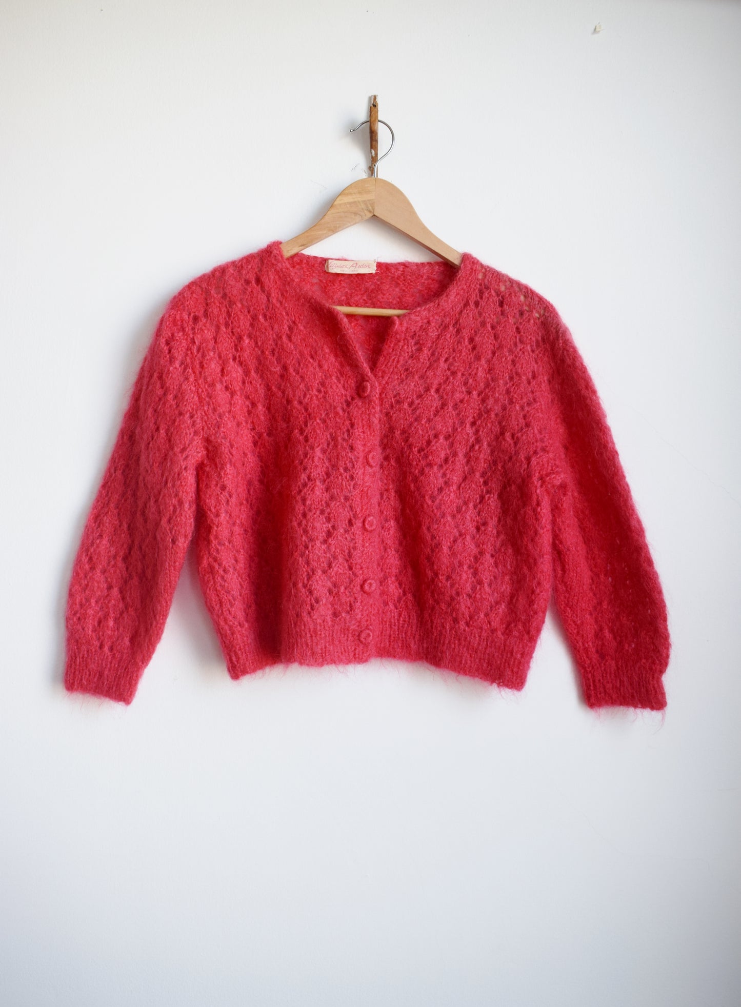 1960s Watermelon Mohair Cardigan | S/M