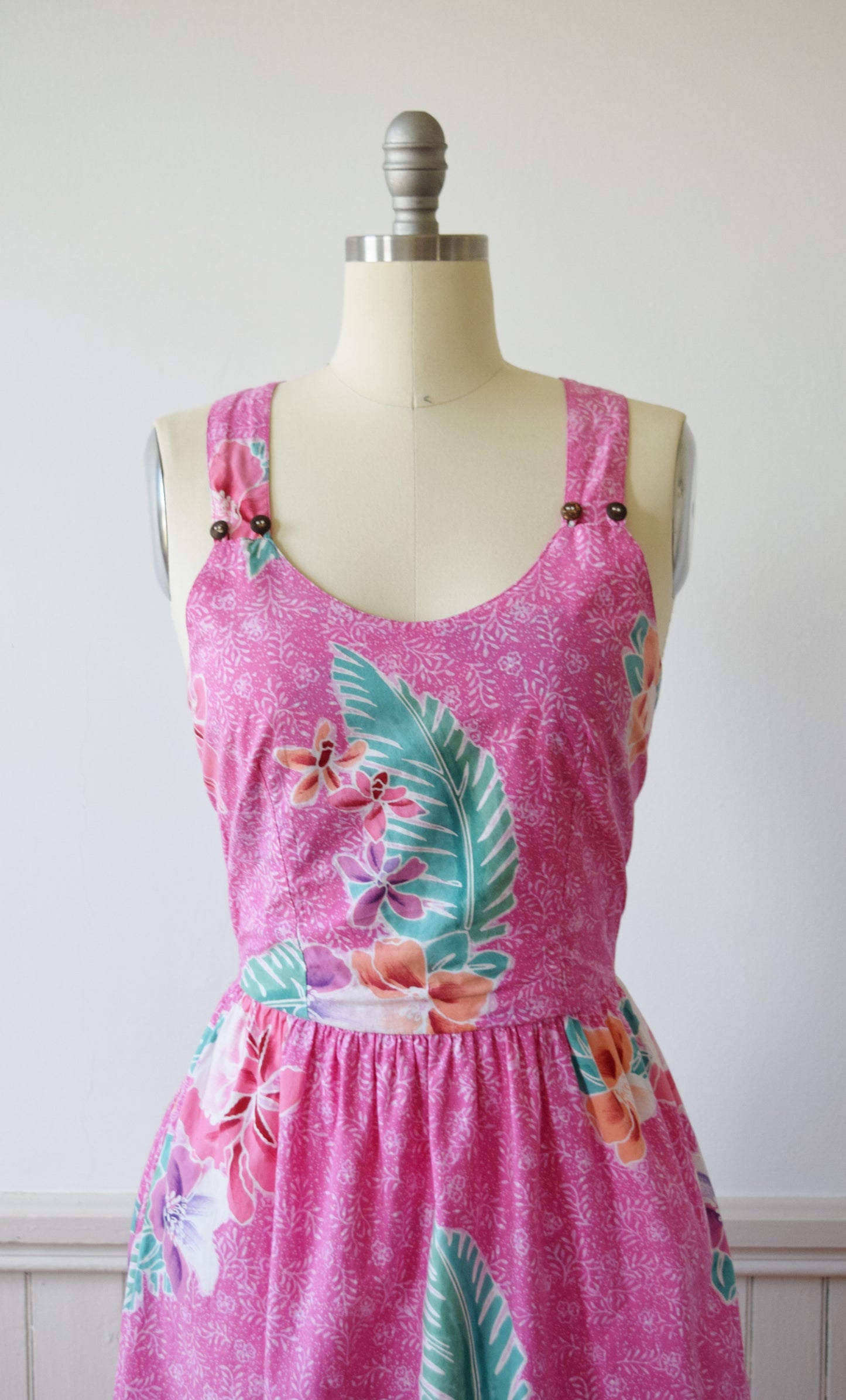 Island Breeze Cut Out Back Sun Dress by Java Wraps | 1980s | M+