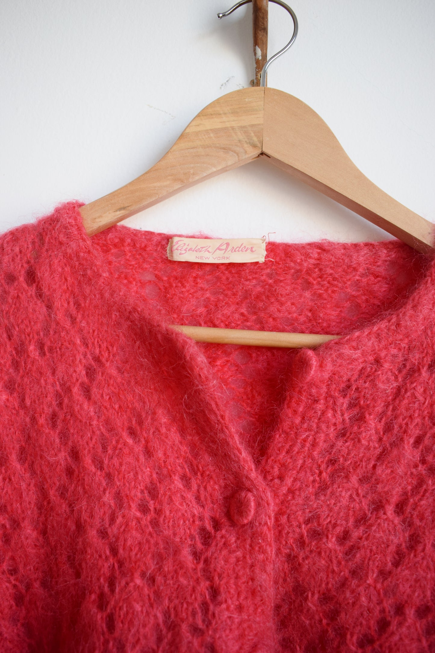 1960s Watermelon Mohair Cardigan | S/M