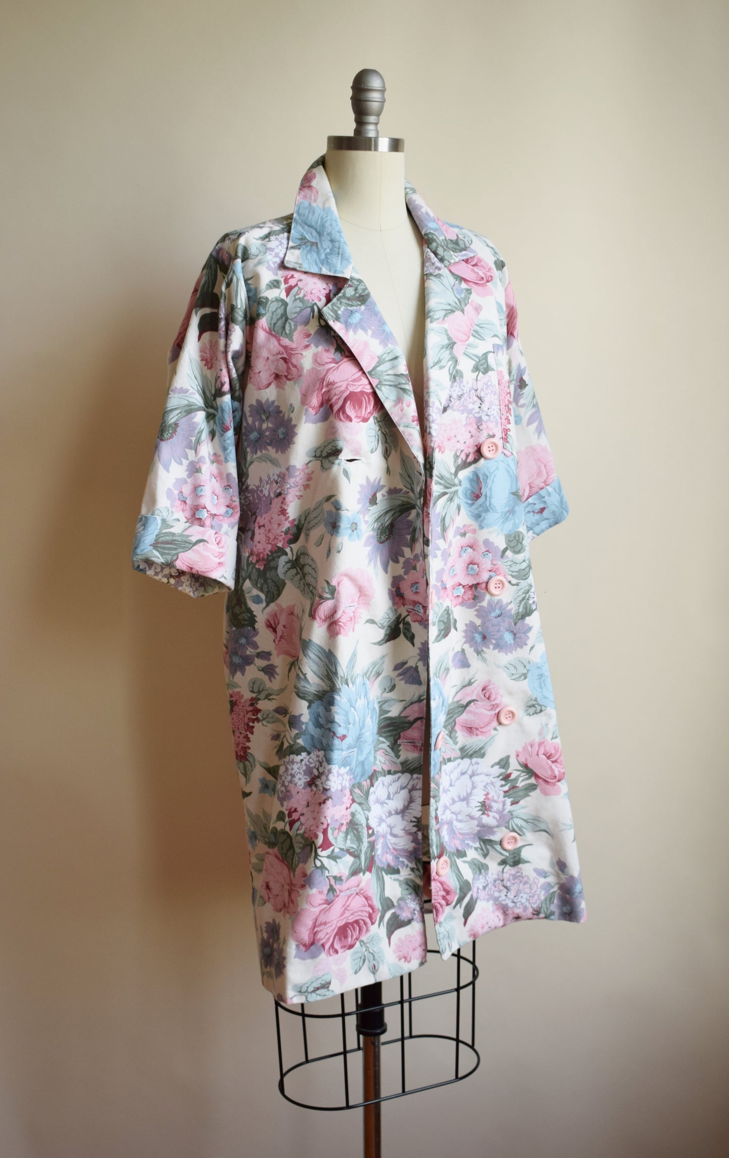 Vintage Pastel Floral Duster Jacket | S/M