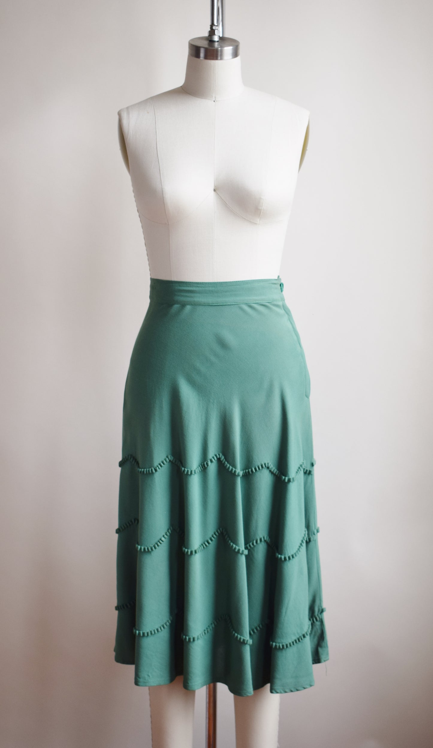1940s Moss Green Skirt | XS/S