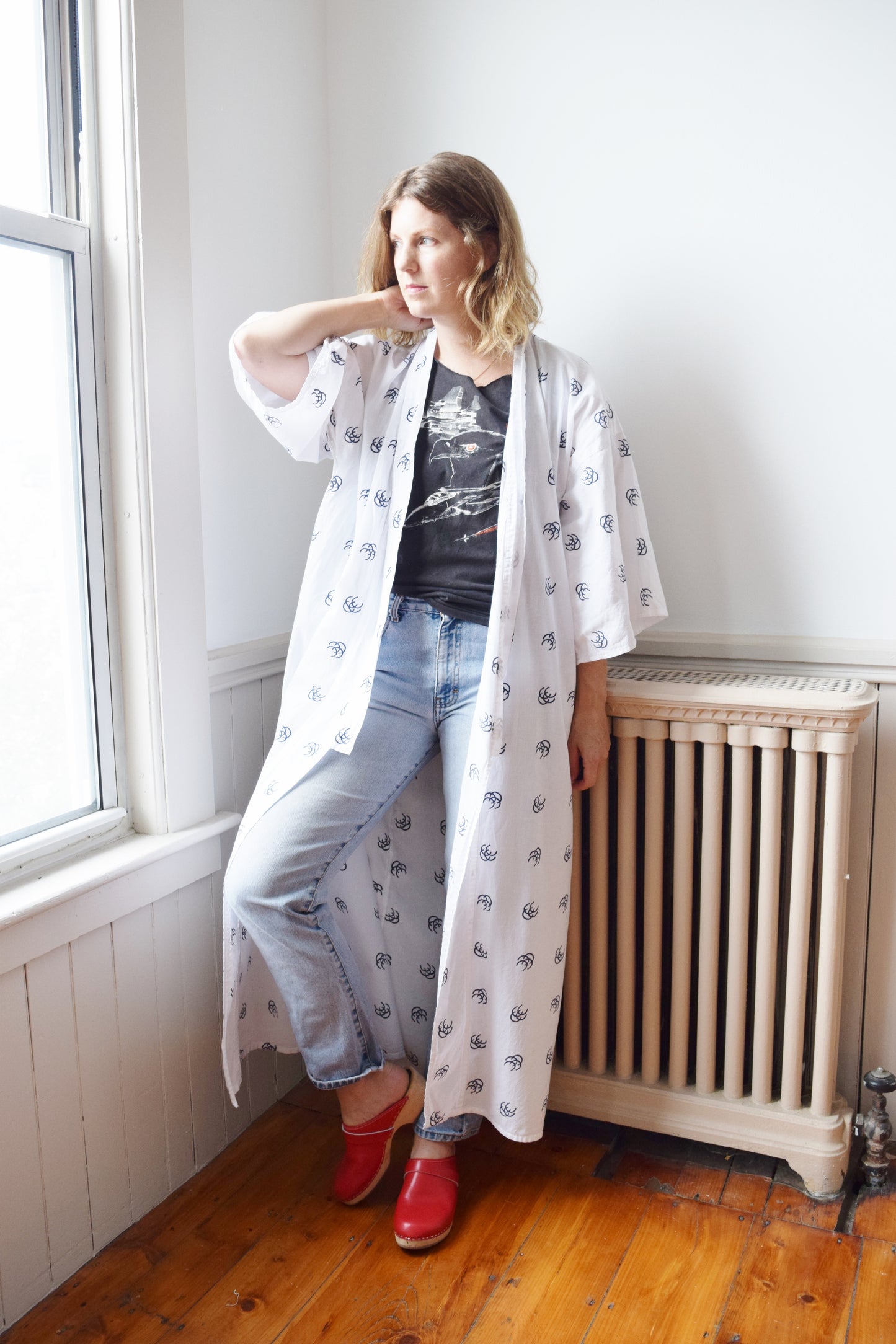 1980s Lucky Horseshoe Cotton Kimono Robe