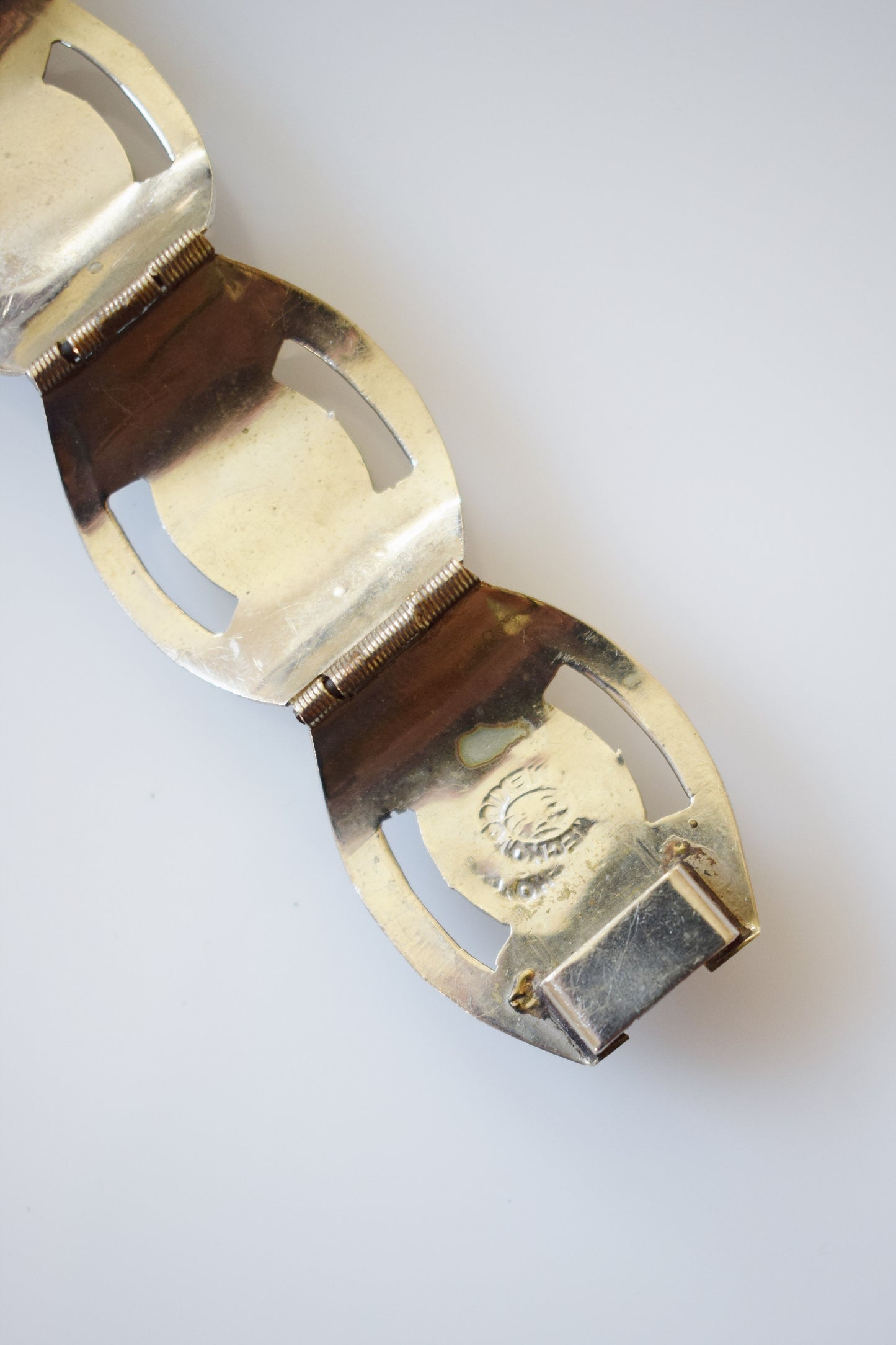 Vintage Mexican Sterling and Obsidian Bracelet