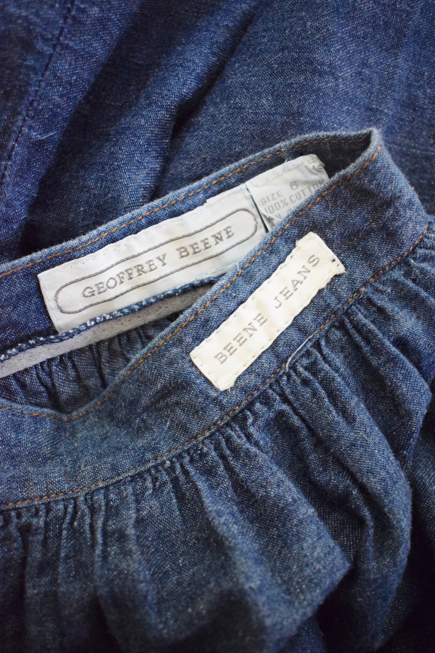 80s Geoffery Beene Denim Midi Skirt | XS