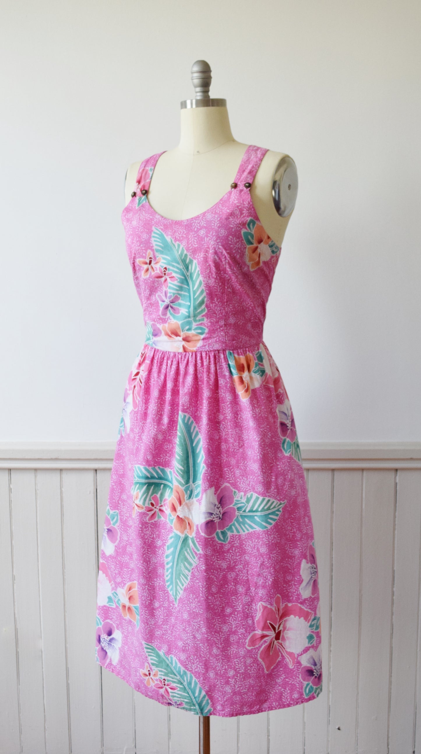 Island Breeze Cut Out Back Sun Dress by Java Wraps | 1980s | M+