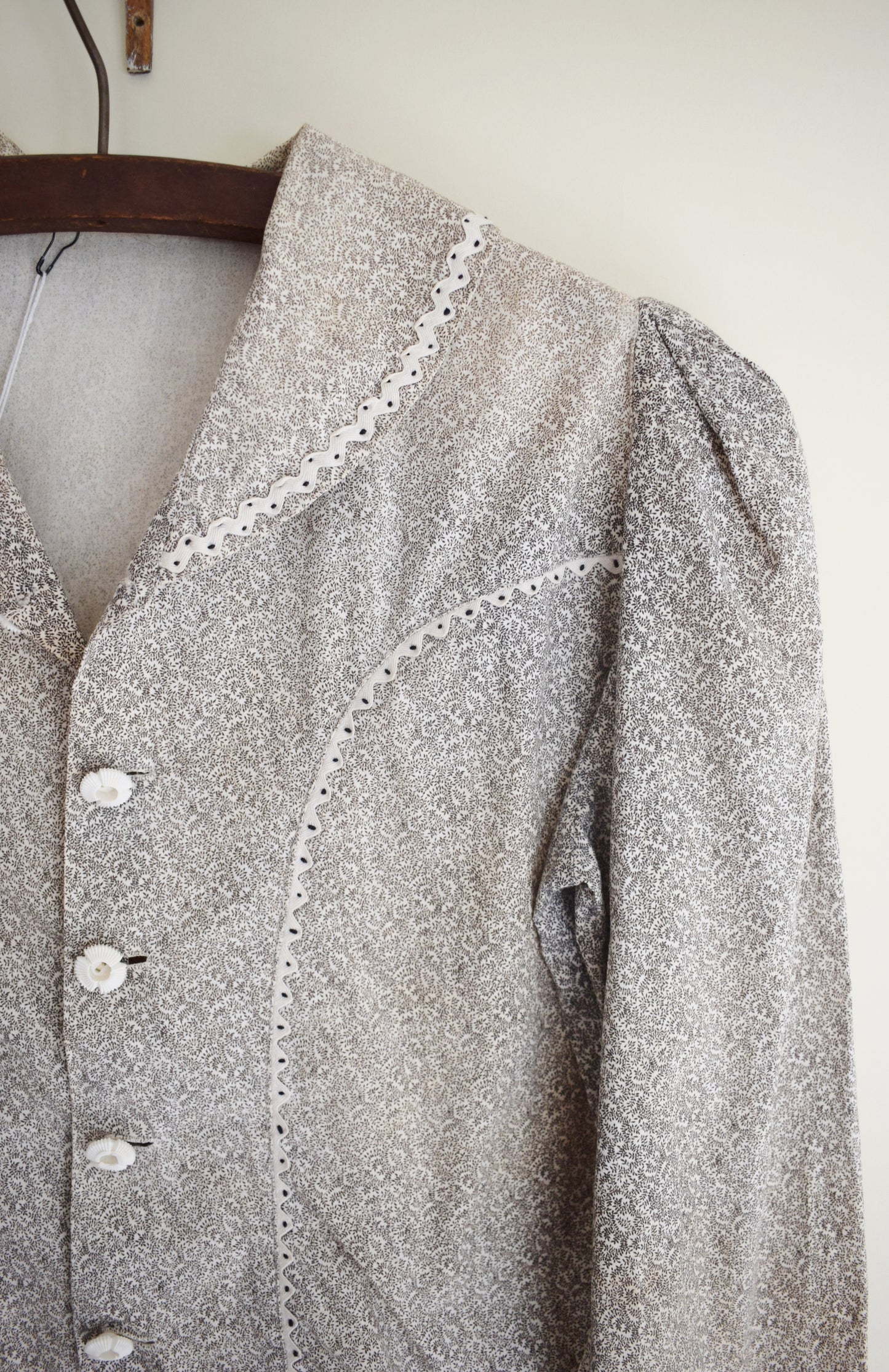 1930s Calico Prairie Blouse | XS