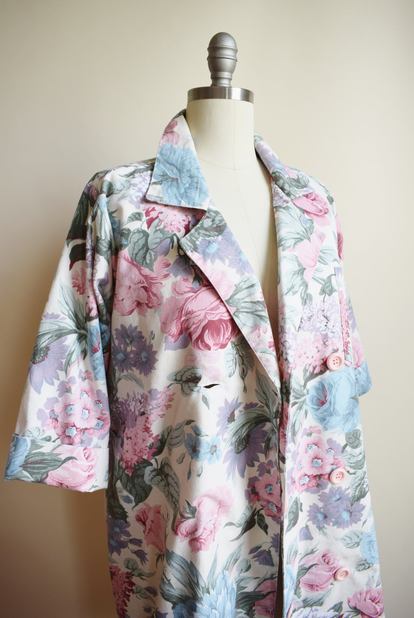 Vintage Pastel Floral Duster Jacket | S/M