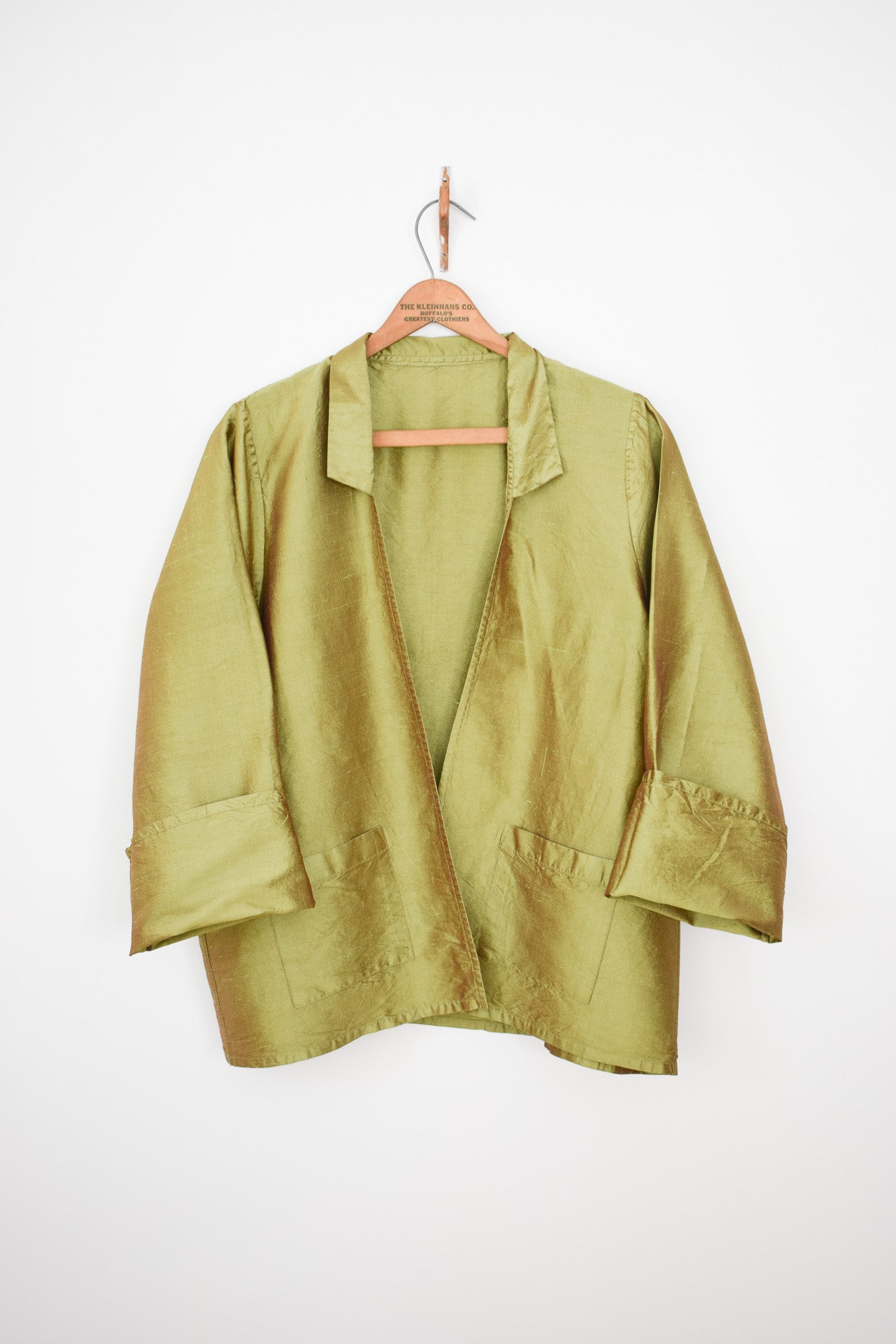 Mary Ann Restivo Iridescent Green Silk Jacket | OS