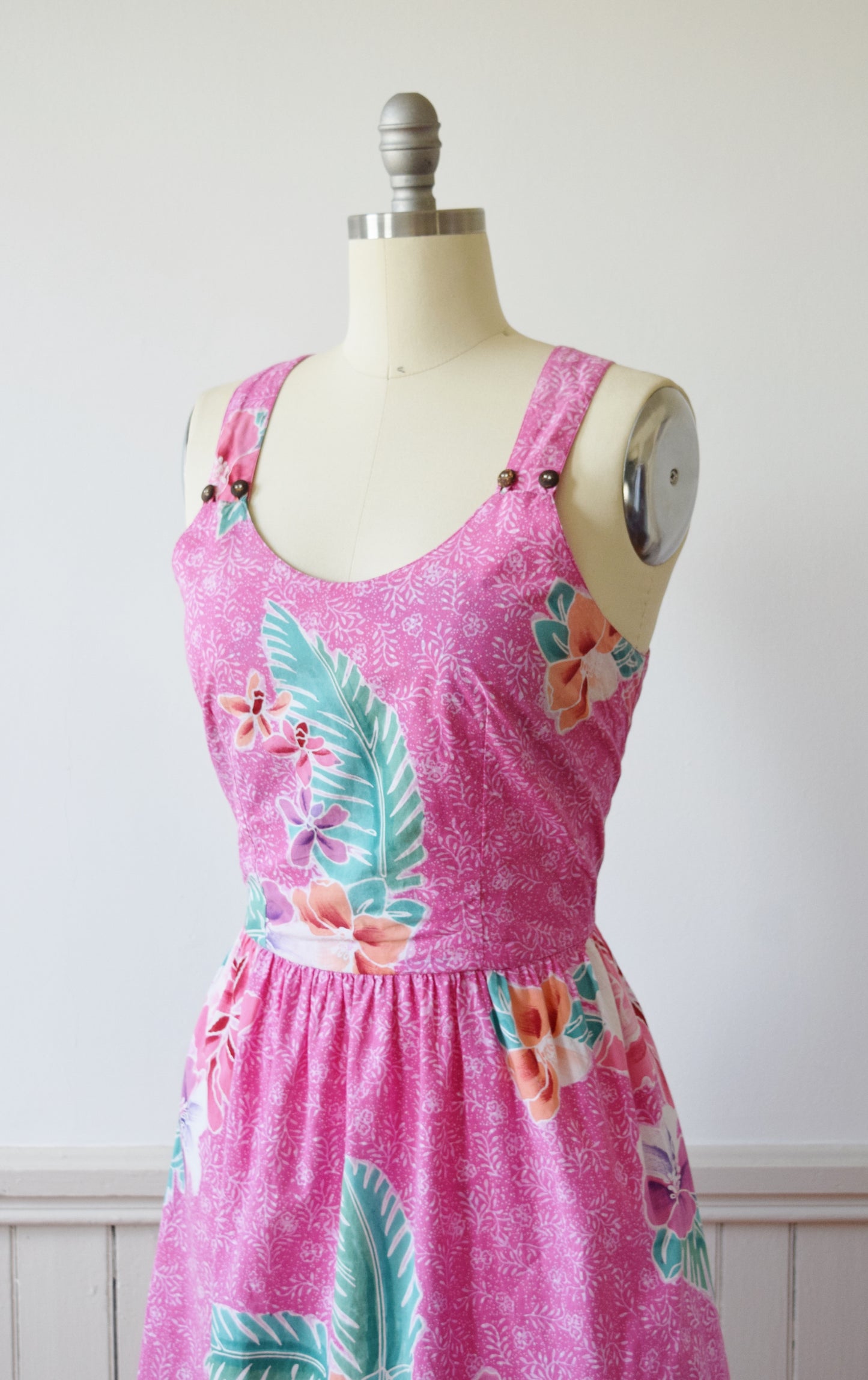 Island Breeze Cut Out Back Sun Dress by Java Wraps | 1980s | M+
