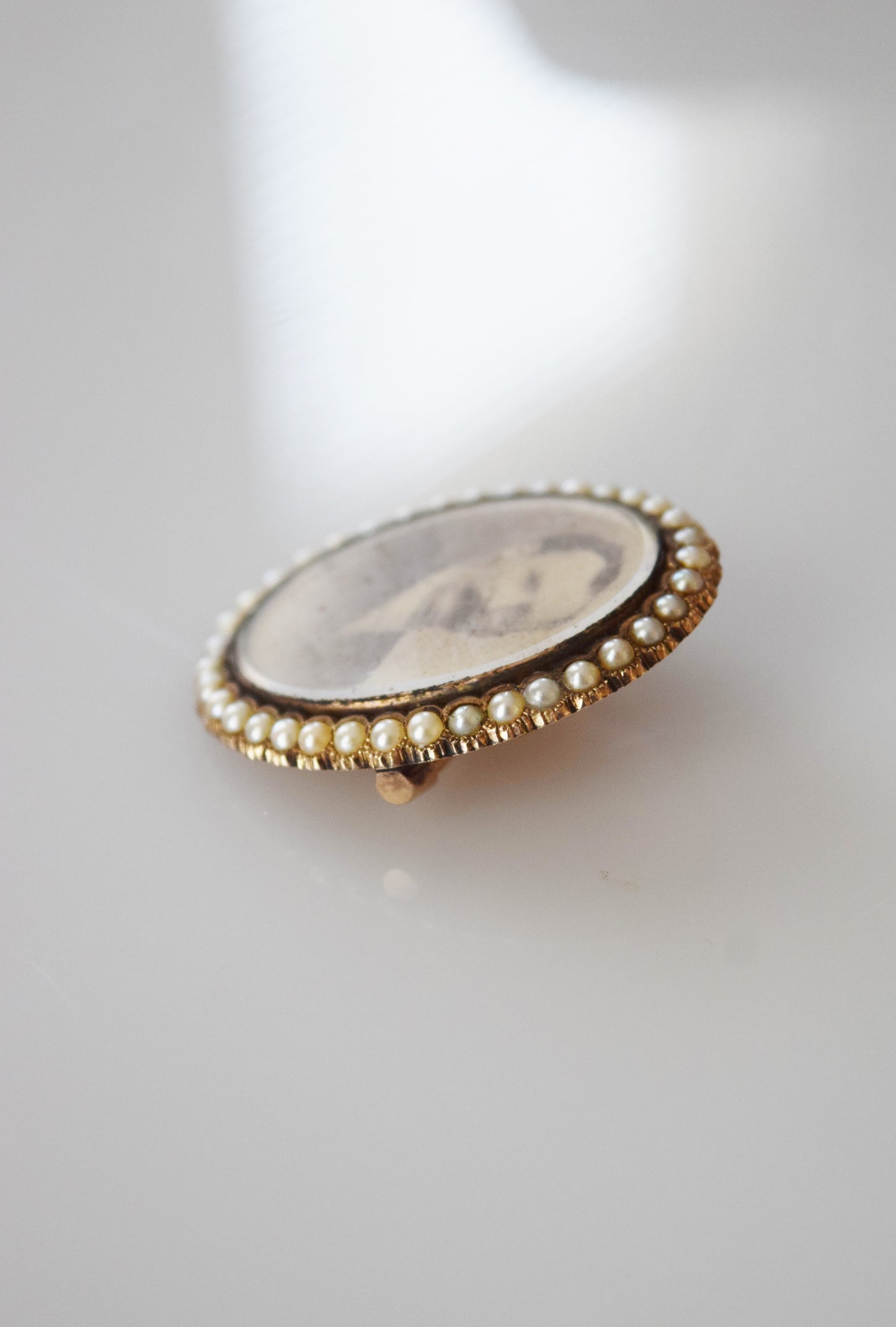 Victorian 14kt Gold and Pearl Portrait Brooch