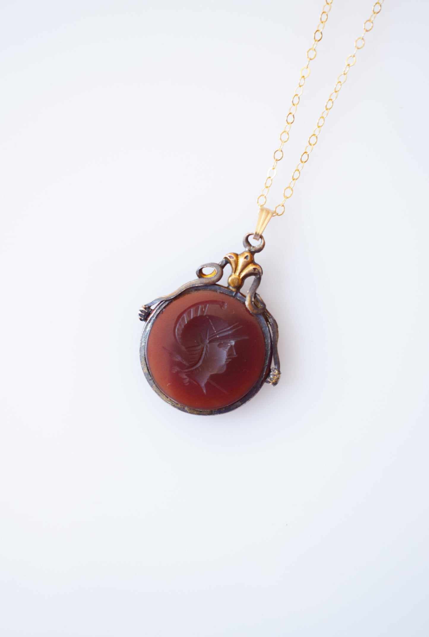Antique Carnelian Intaglio Pendant Necklace