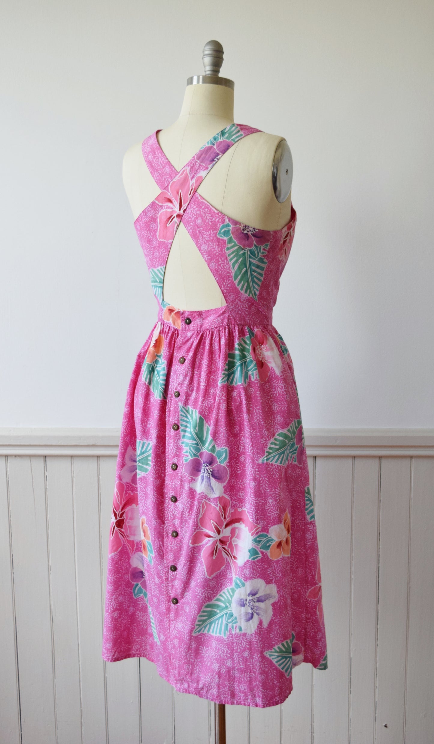 Island Breeze Cut Out Back Sun Dress by Java Wraps | 1980s | M+
