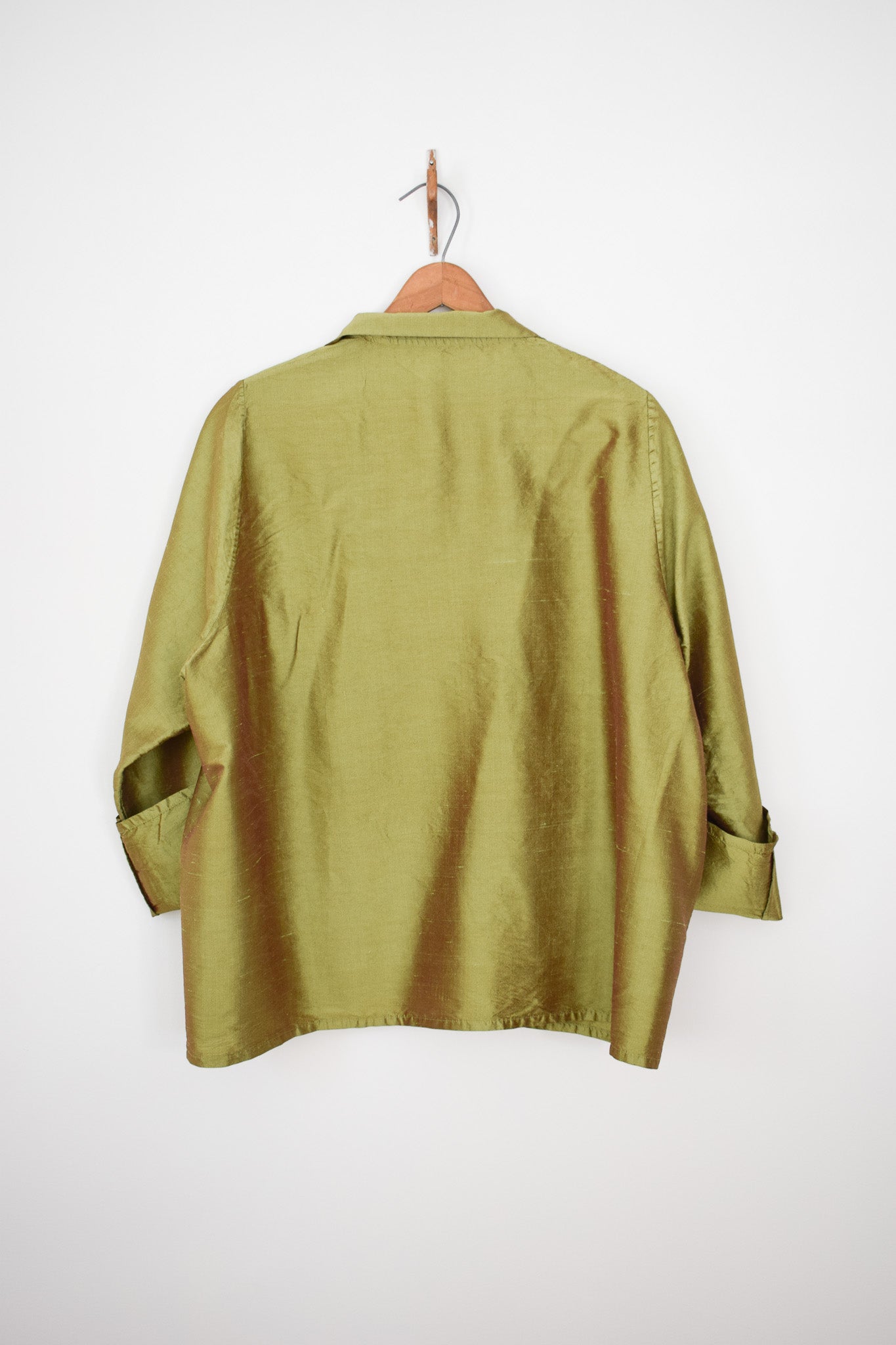 Mary Ann Restivo Iridescent Green Silk Jacket | OS