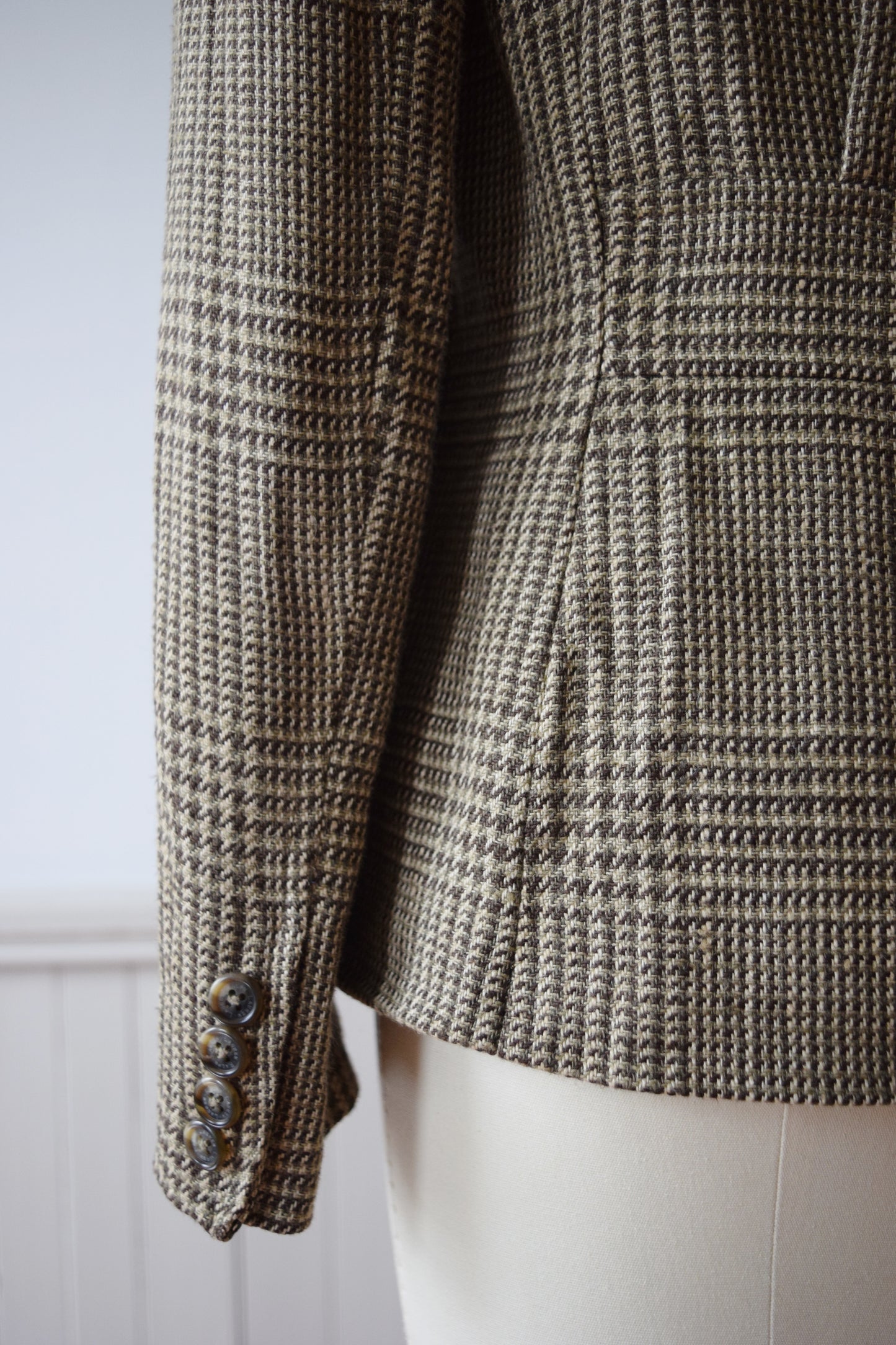 Ralph Lauren Essential Glen Plaid Linen Blazer | 1990s Vintage Blazer | M/L