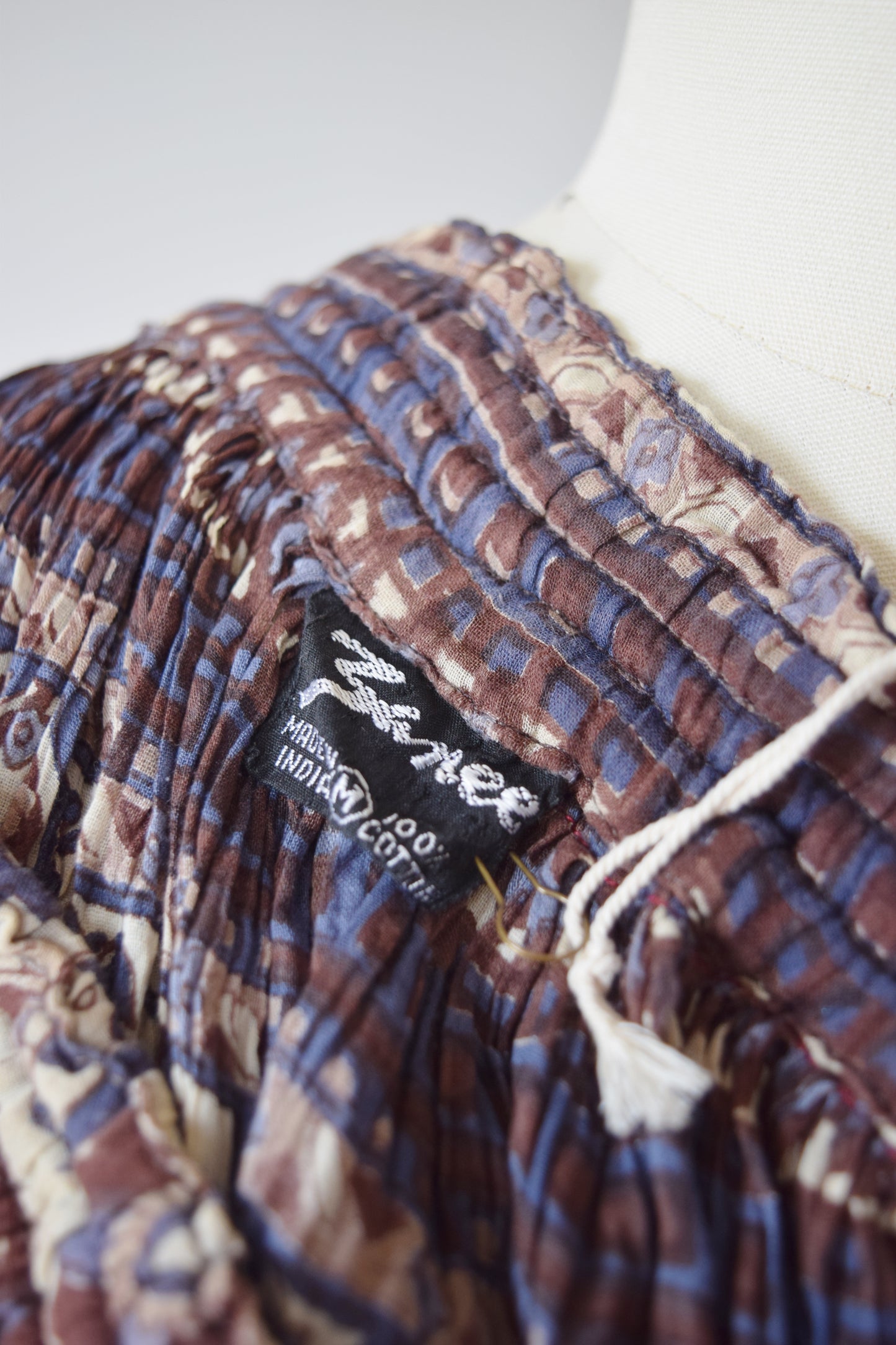 Indian Cotton Crinkle Skirt | 1980s | L
