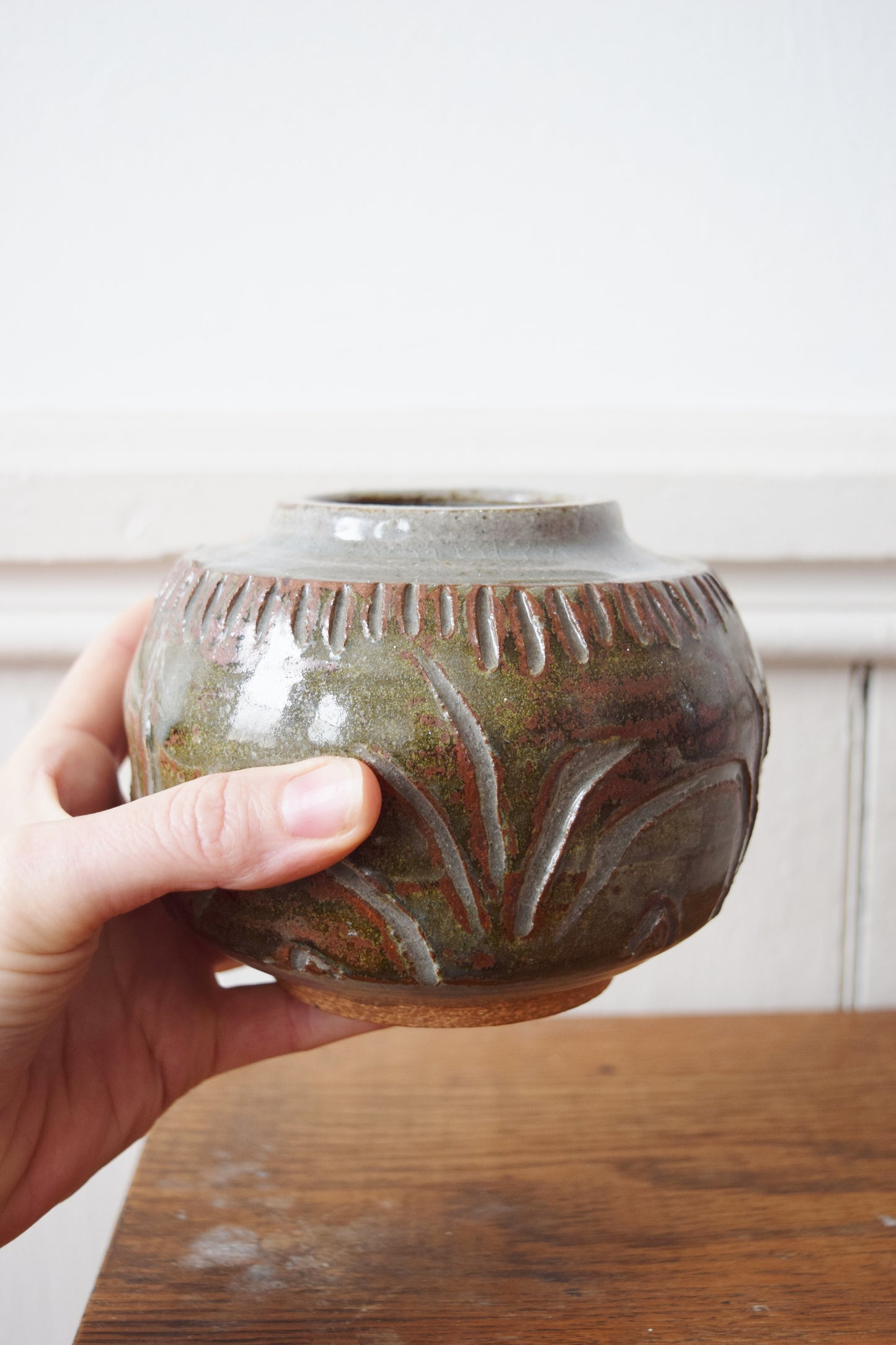 Handmade Etched Pottery Vase