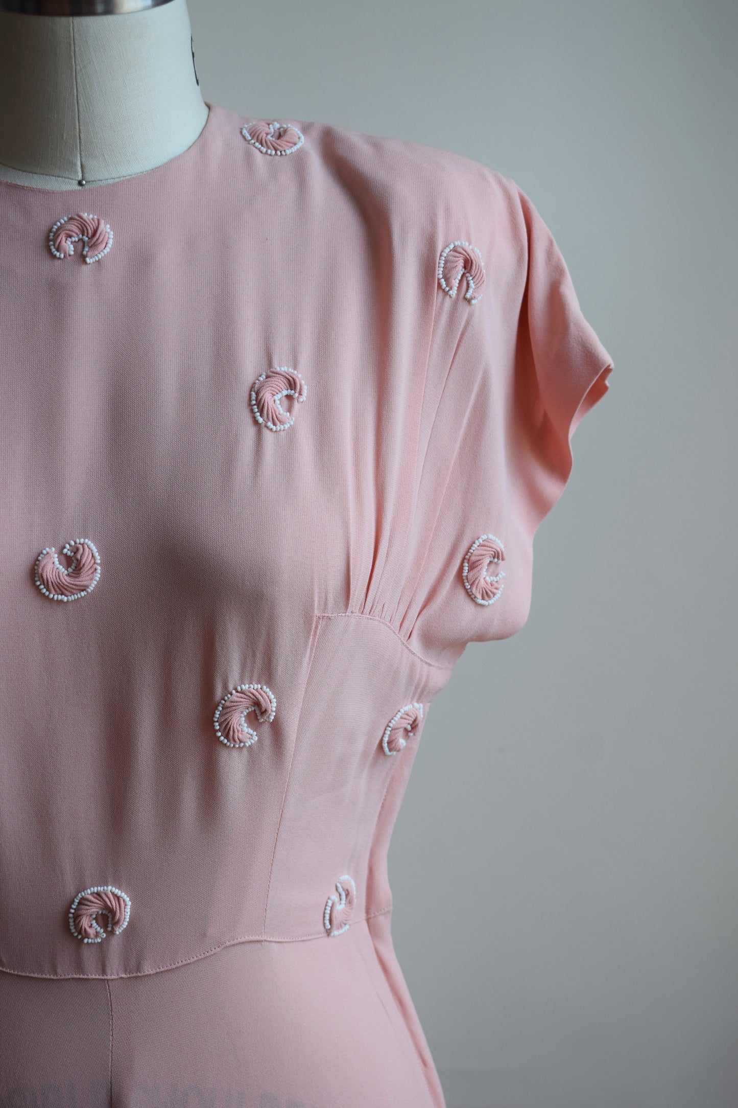 1940s Pale Pink Rayon Gown by Du Barry | S