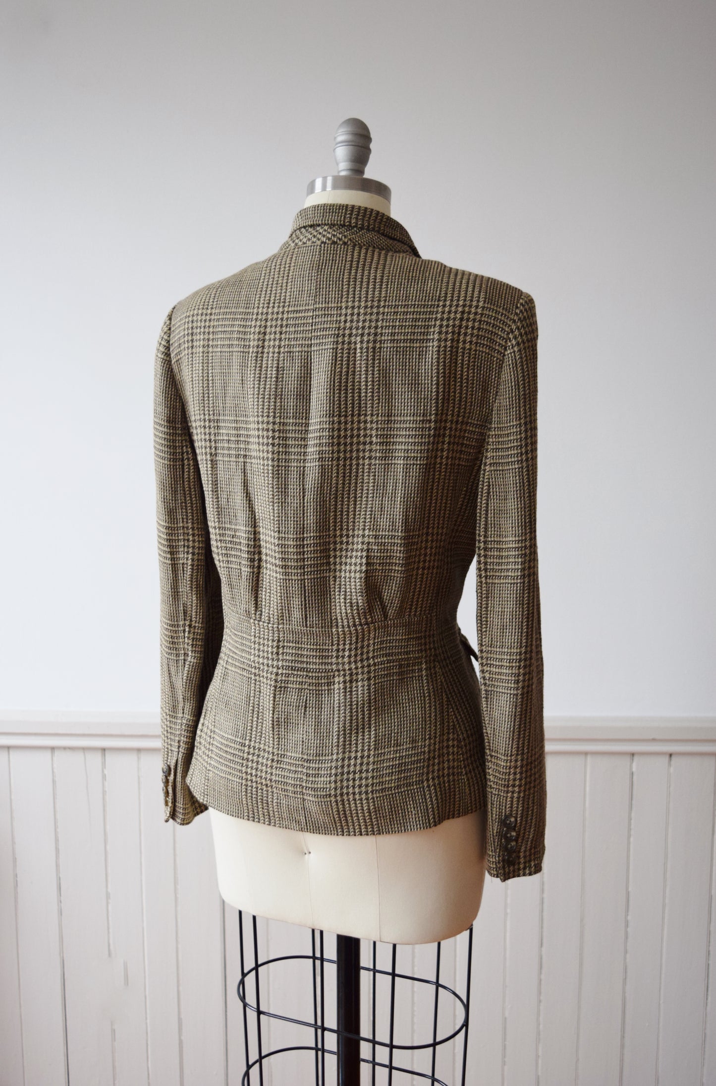 Ralph Lauren Essential Glen Plaid Linen Blazer | 1990s Vintage Blazer | M/L
