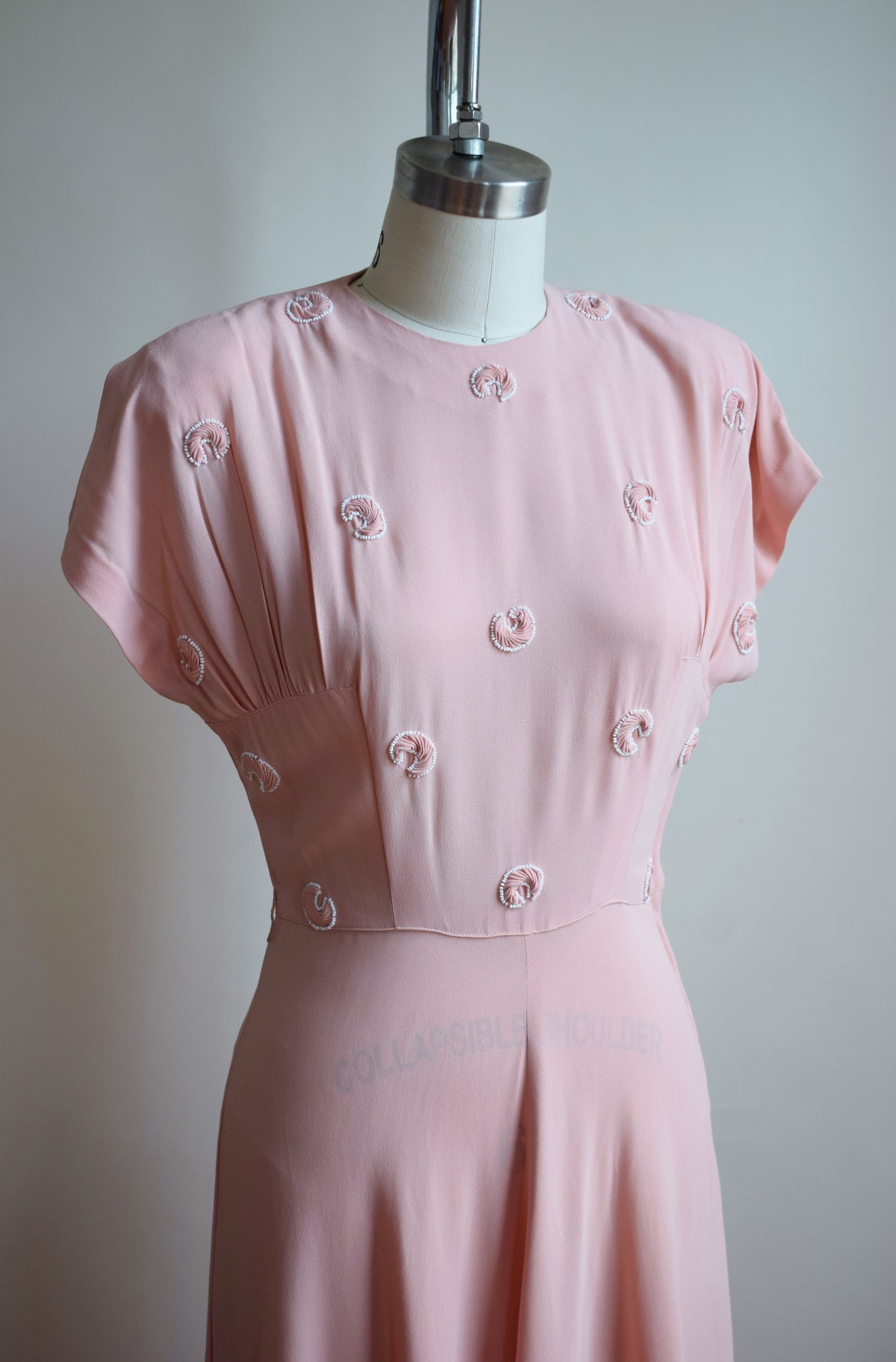 1940s Pale Pink Rayon Gown by Du Barry | S