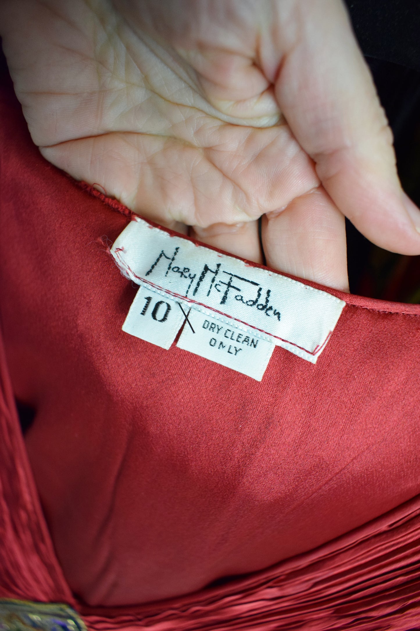 1980s Mary McFadden Cabernet Plisse Gown | S/M