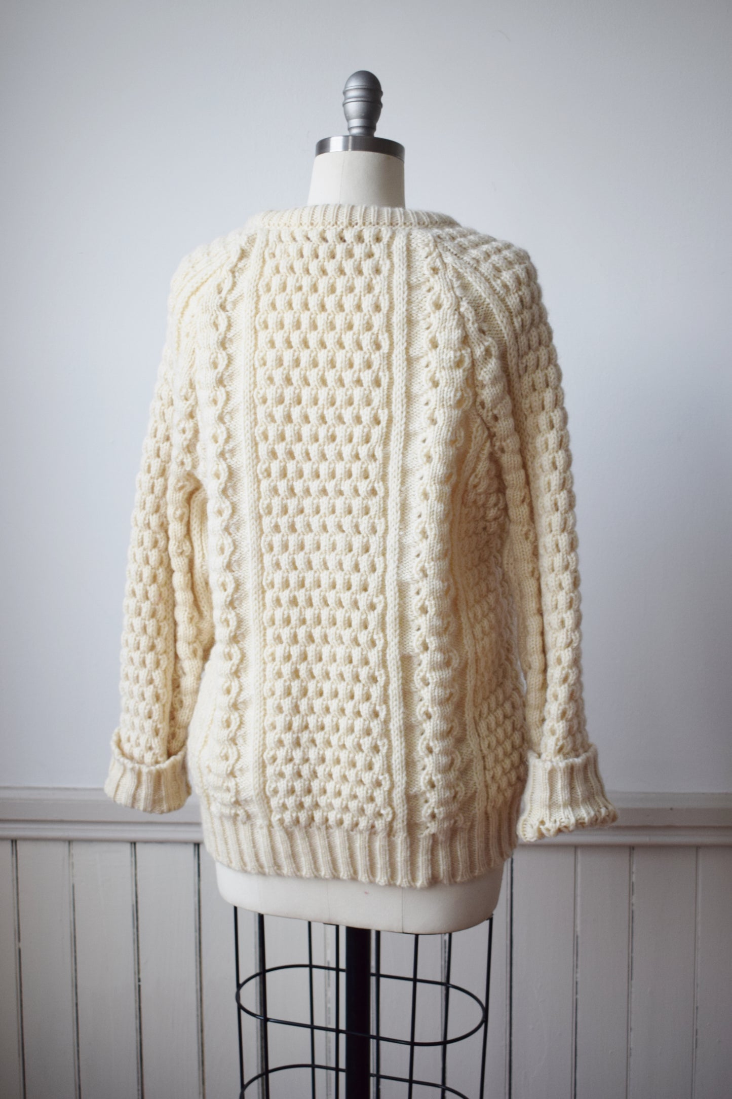 Vintage Classic Wool Cableknit with Visible Mends | S