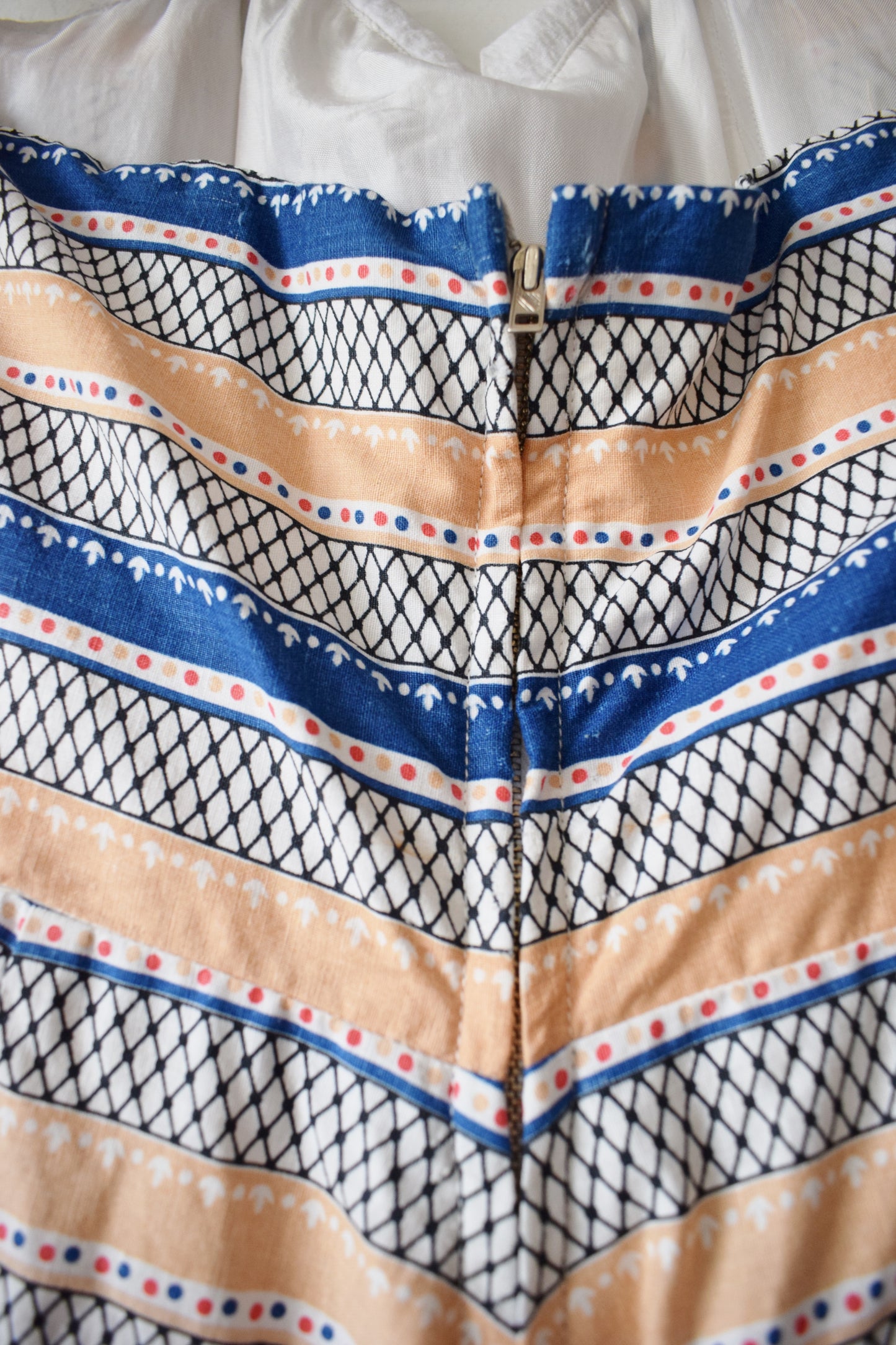 1940s Strapless Striped Cotton Dress | XS