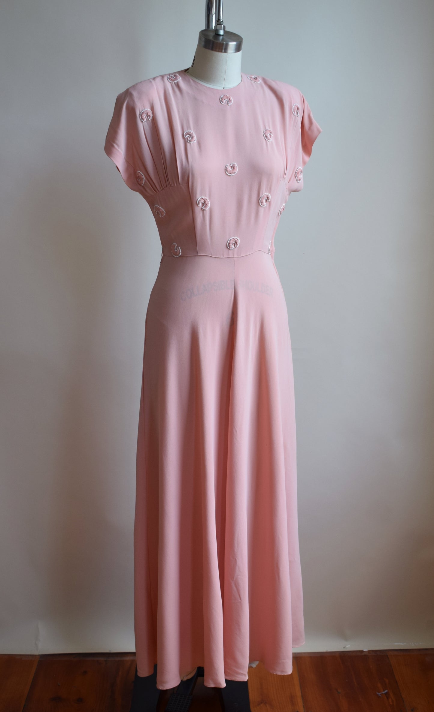 1940s Pale Pink Rayon Gown by Du Barry | S