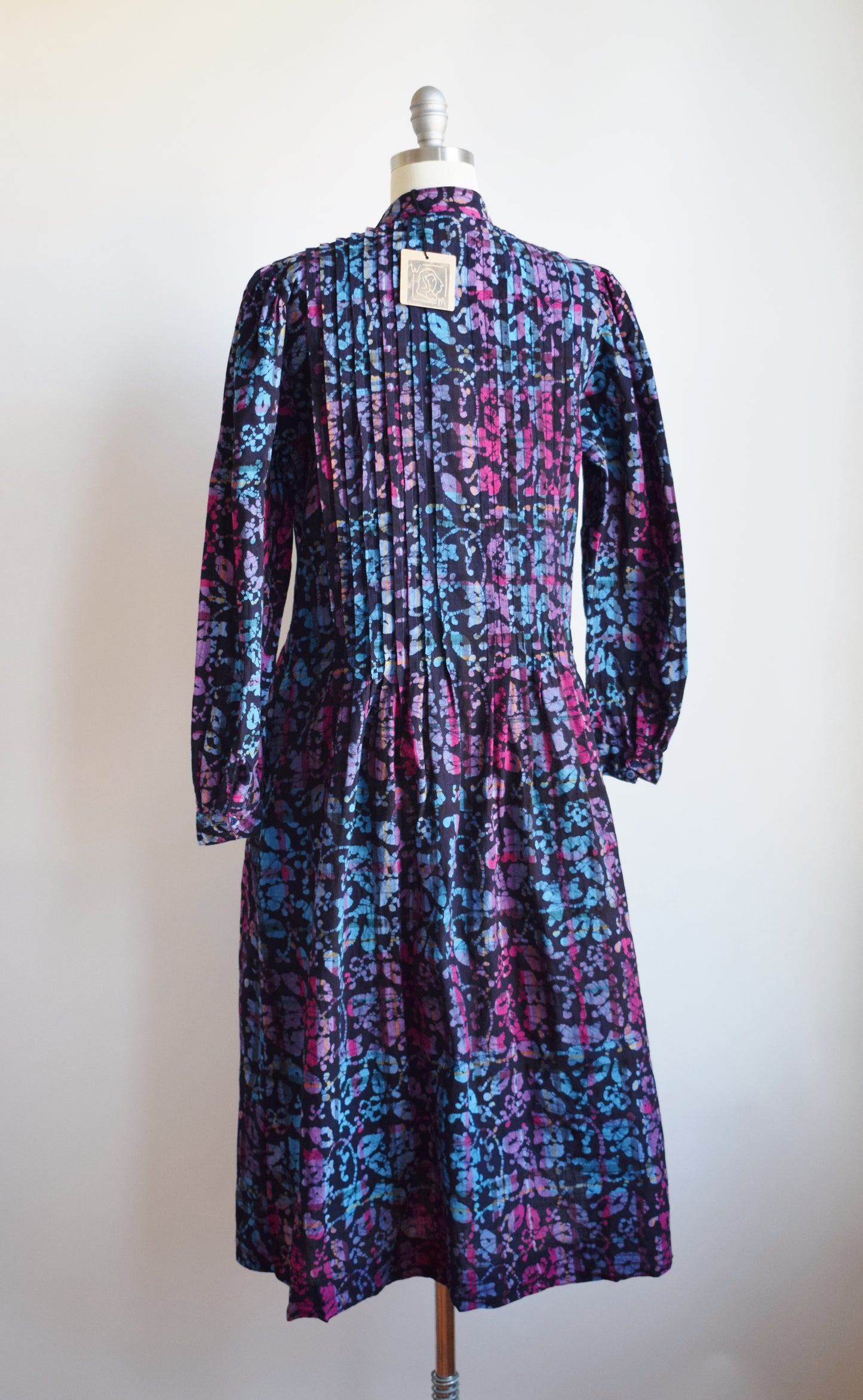 Vintage Batik Print Indian Cotton Market Dress | S/M