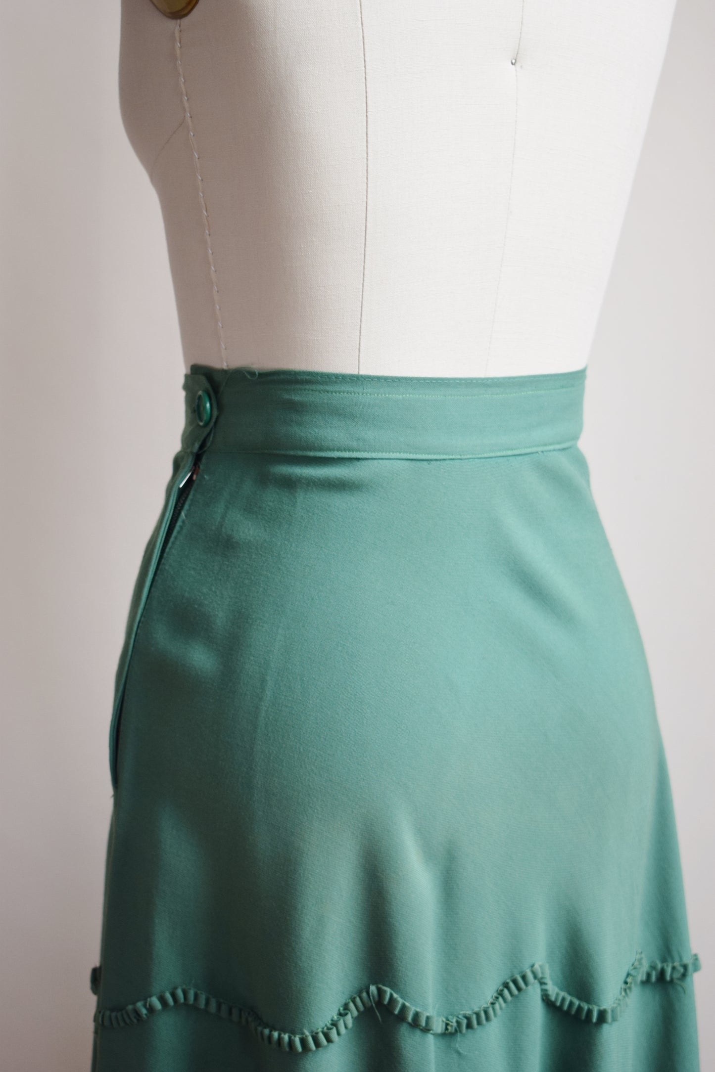 1940s Moss Green Skirt | XS/S