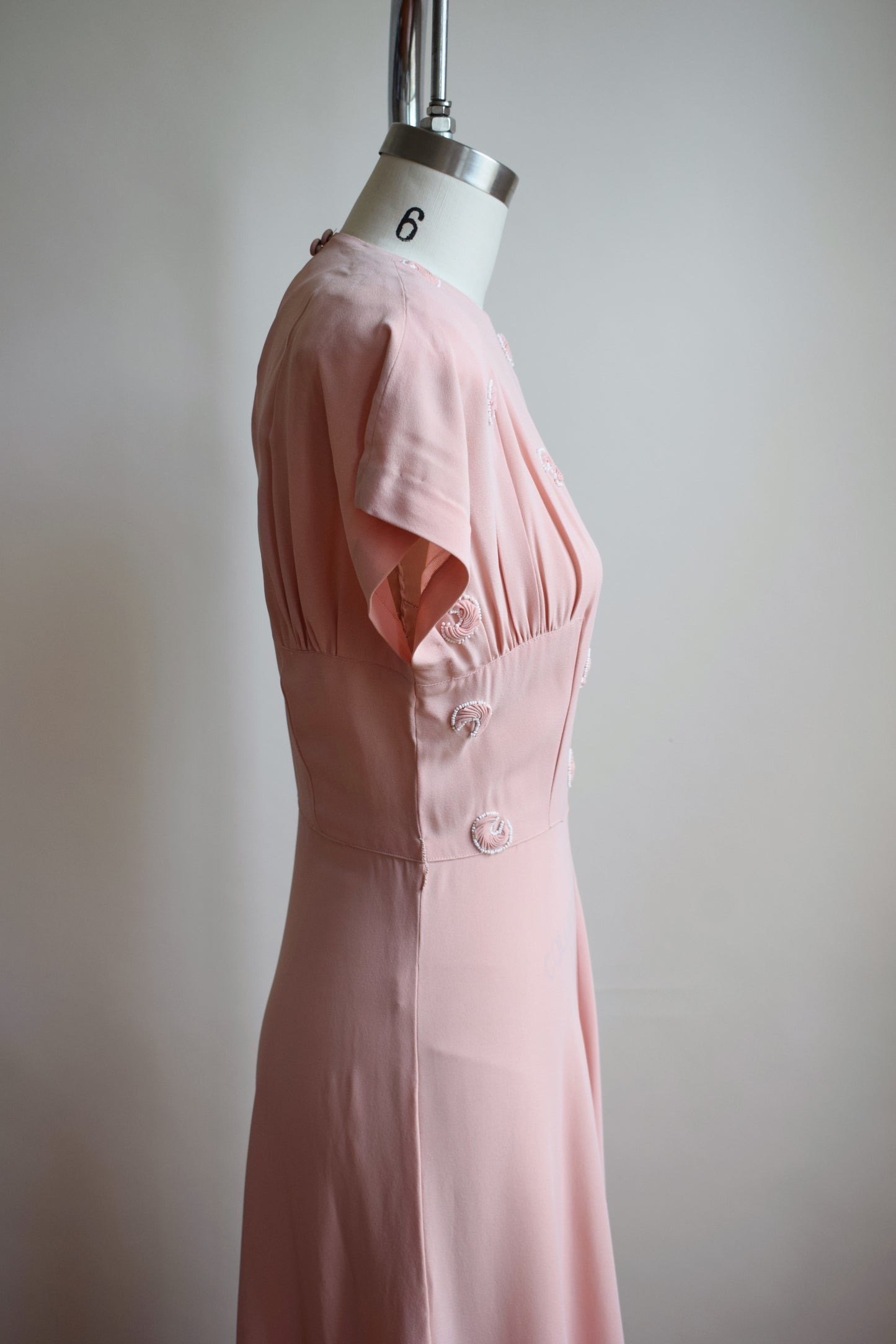 1940s Pale Pink Rayon Gown by Du Barry | S
