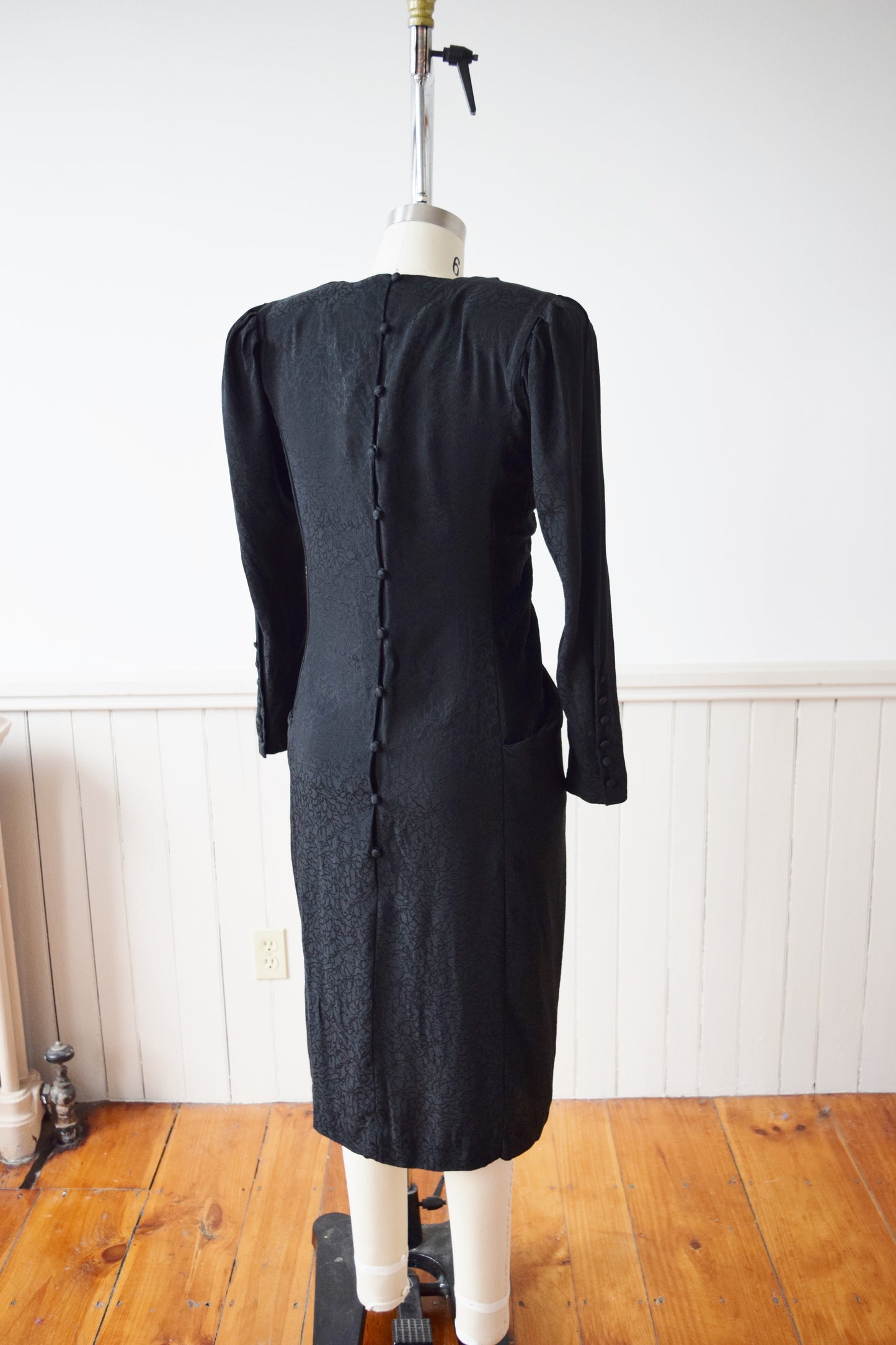 1990s Black Marble Silk Dress | S/ M