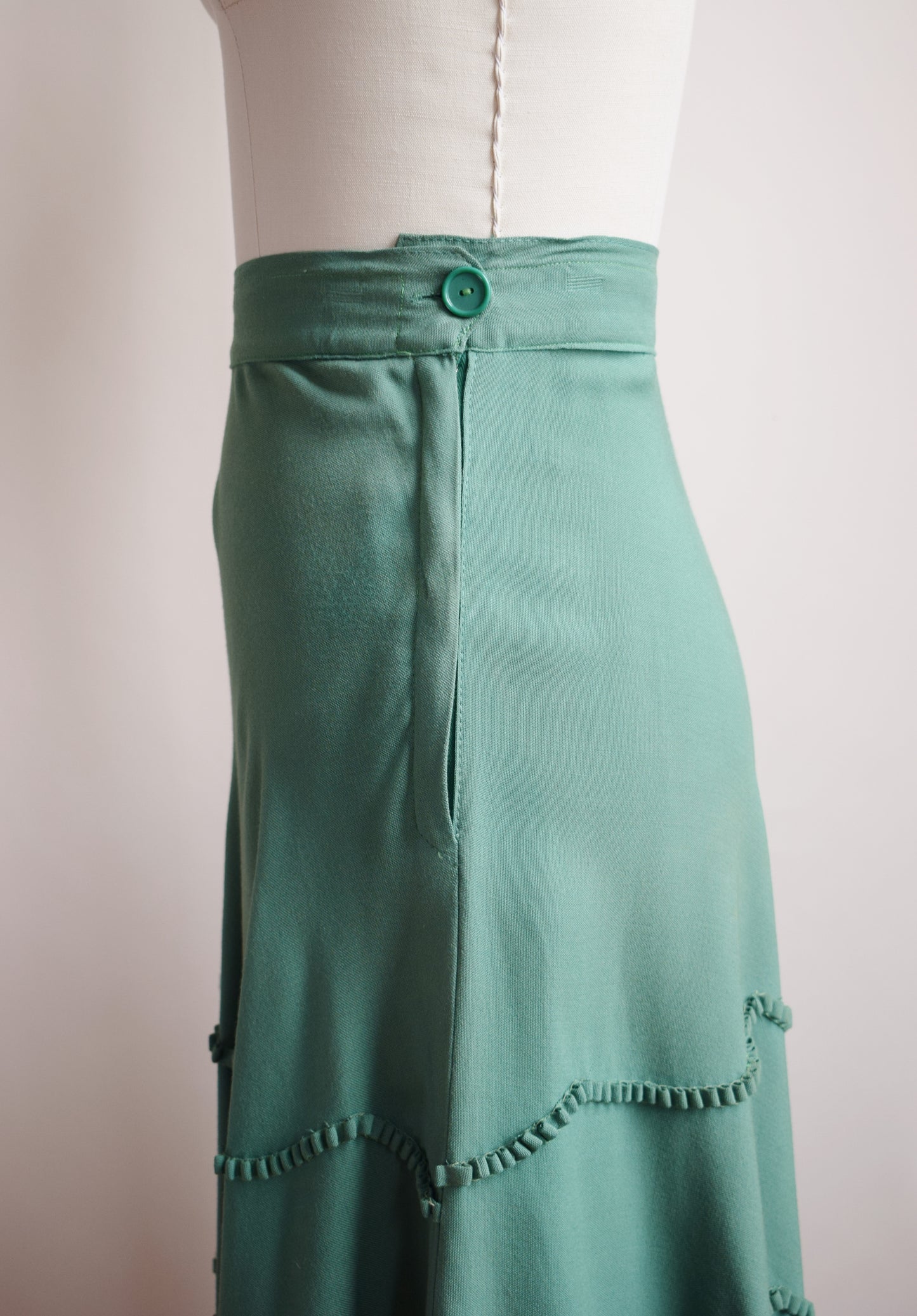 1940s Moss Green Skirt | XS/S