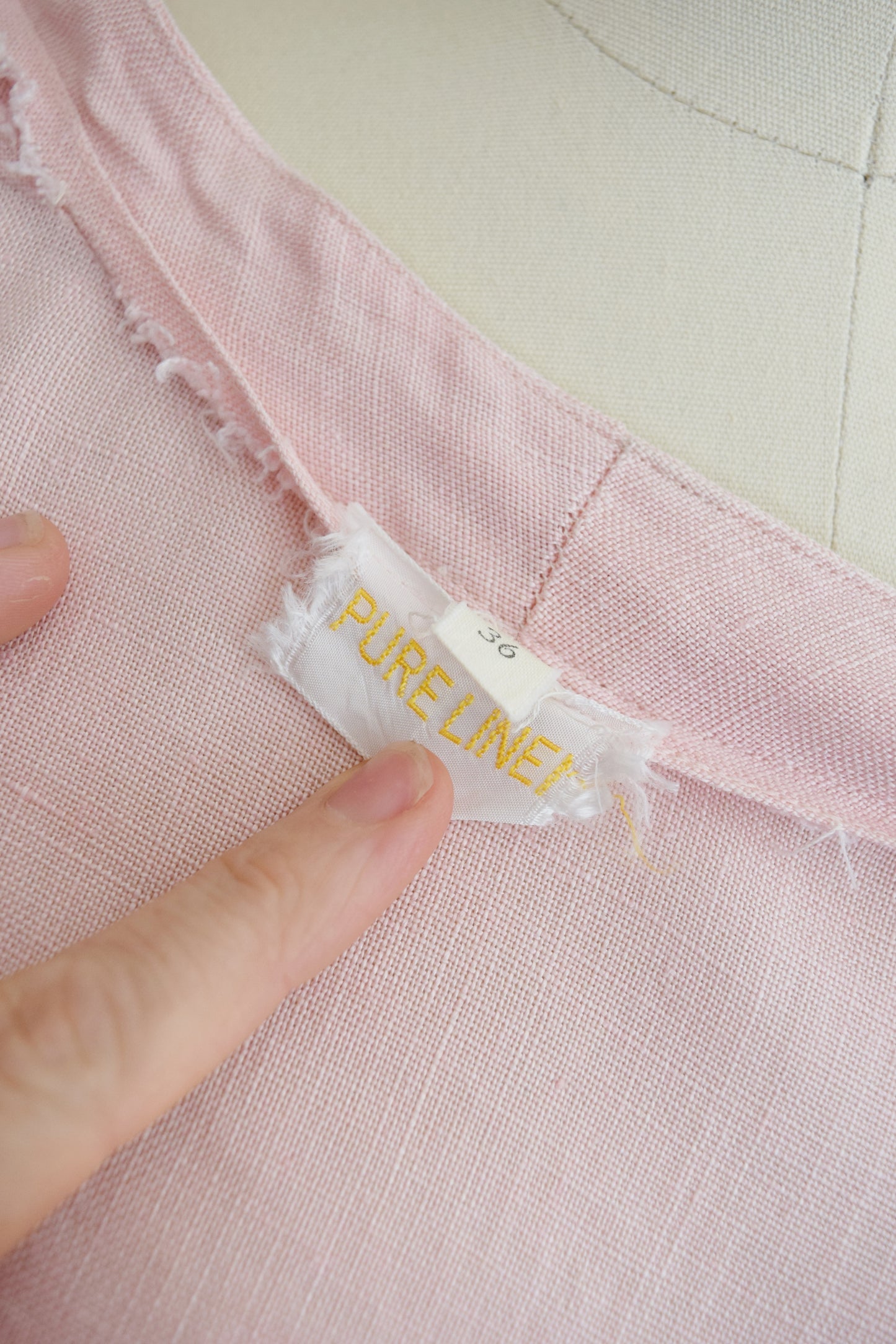 1950s Pink Linen Tailored Blouse