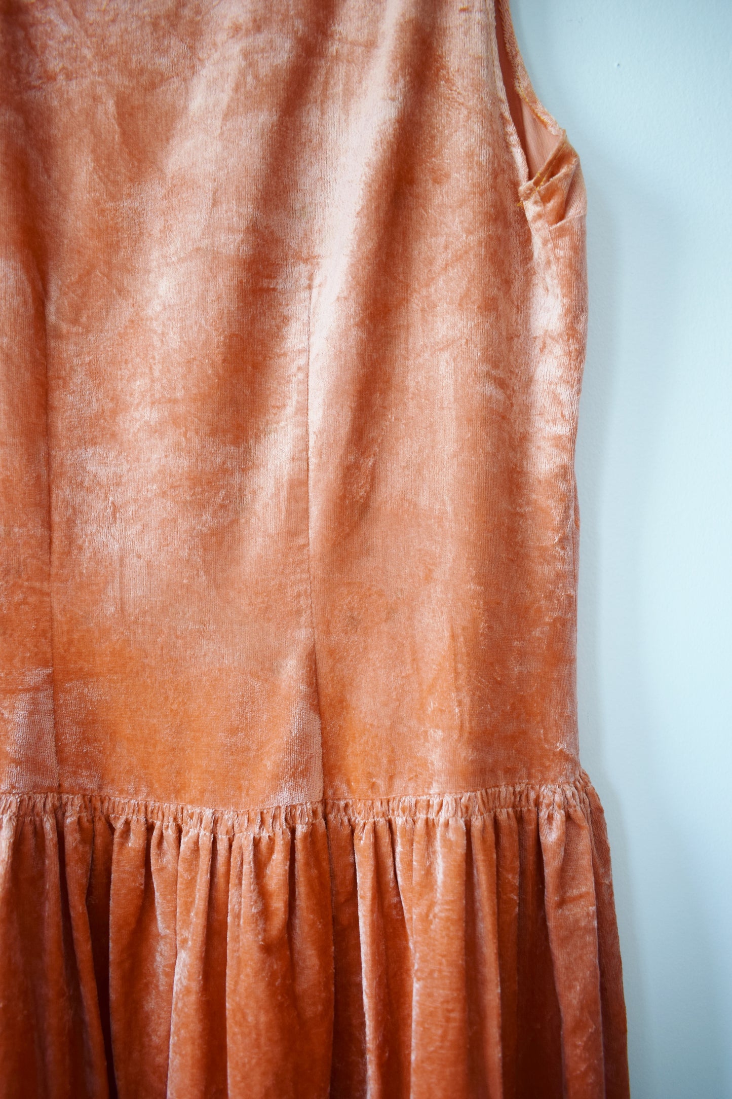 1920s Pumpkin/Peach Velvet Fairy Dress | XXS/XSP