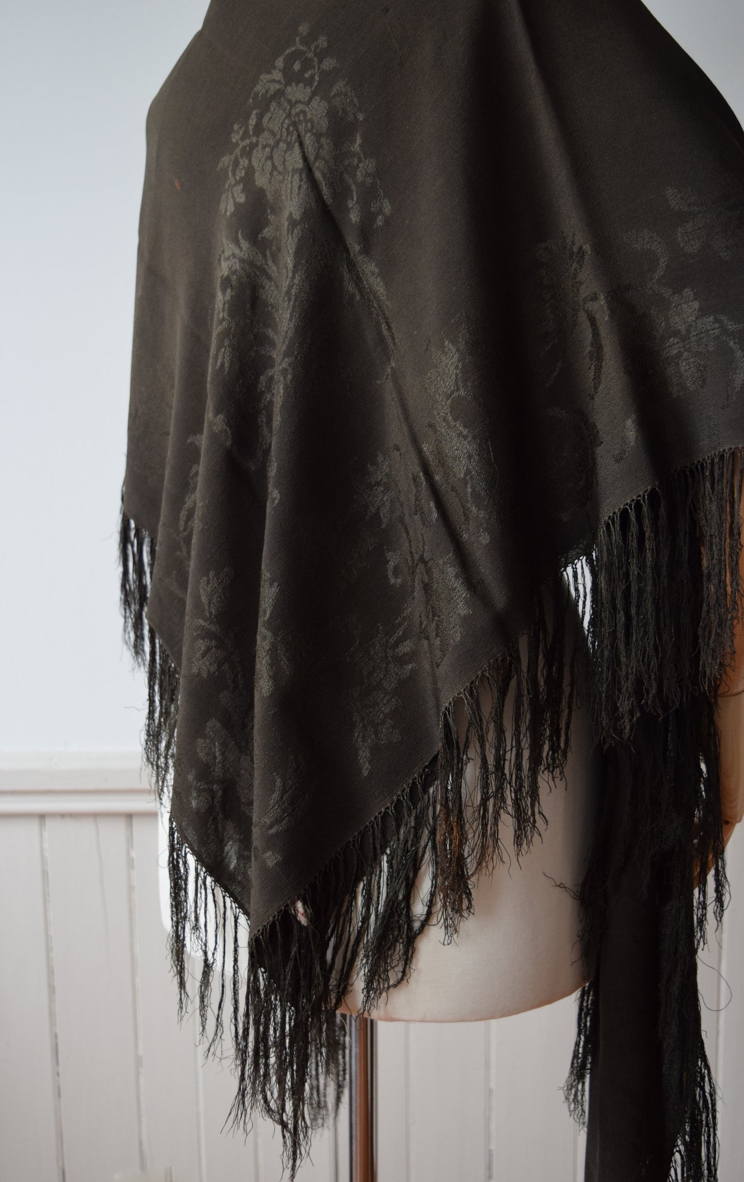 Mary Brooks’ Antique Silk Shawl | Victorian Black Silk Shawl