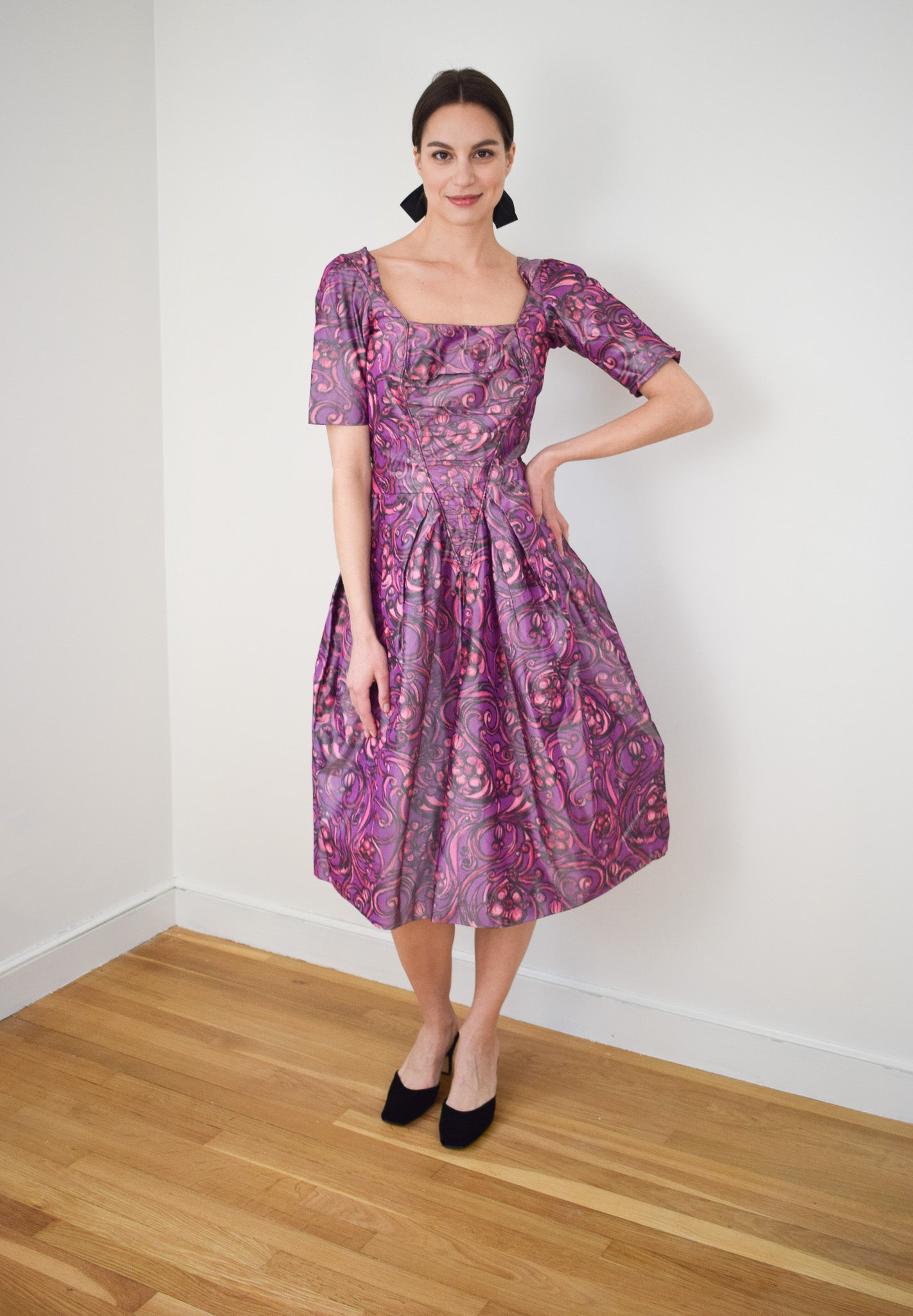 1960s Silk Taffeta Party Dress by Elis Porter | S