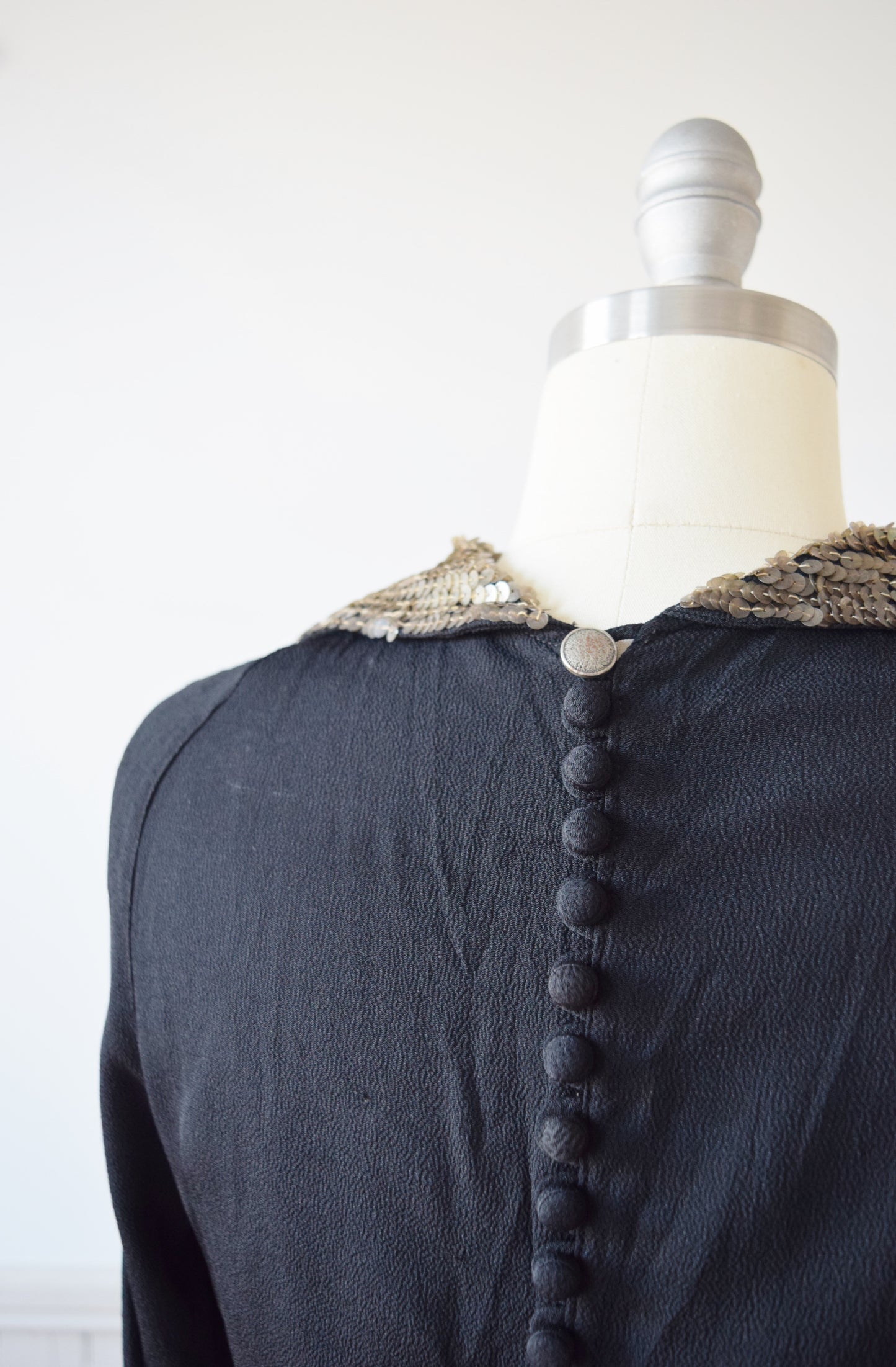 1930s Sequin Trimmed Rayon Blouse | S/M
