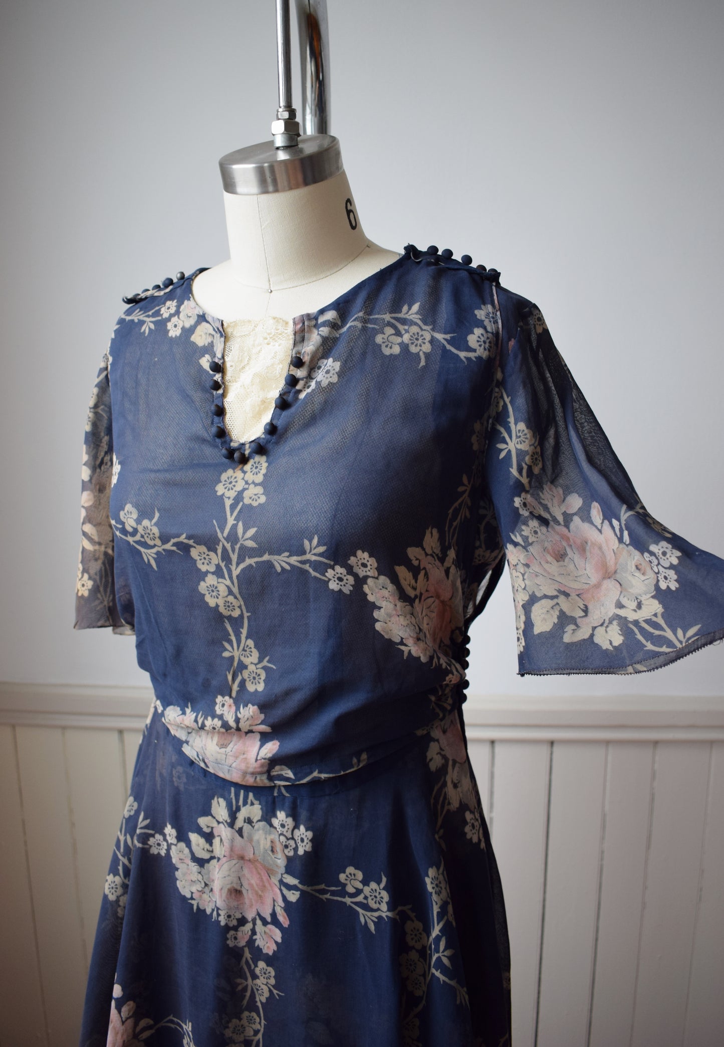 1910s Floral Day Dress | XS