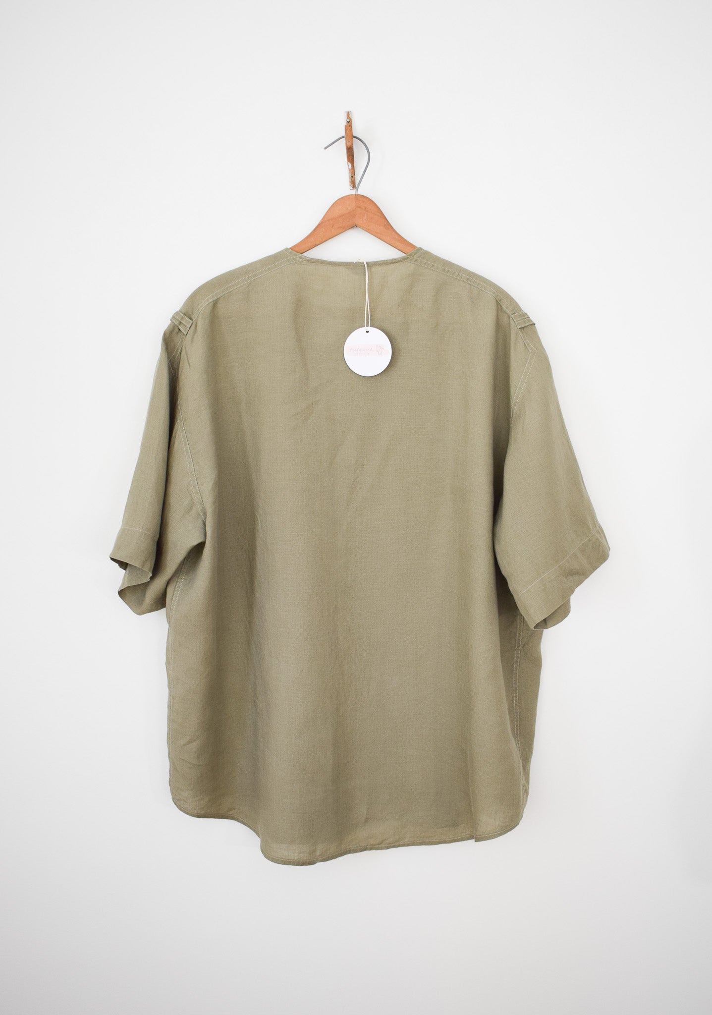 Byblos Olive Green Linen Top | L