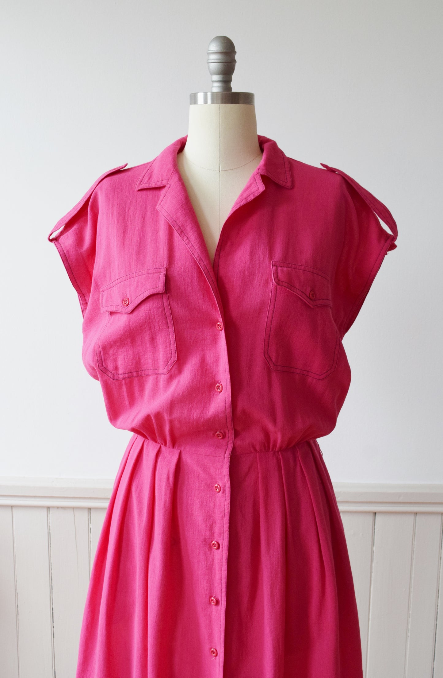 Vintage Watermelon Pink Dress by Jaeger | 1980s | M/L