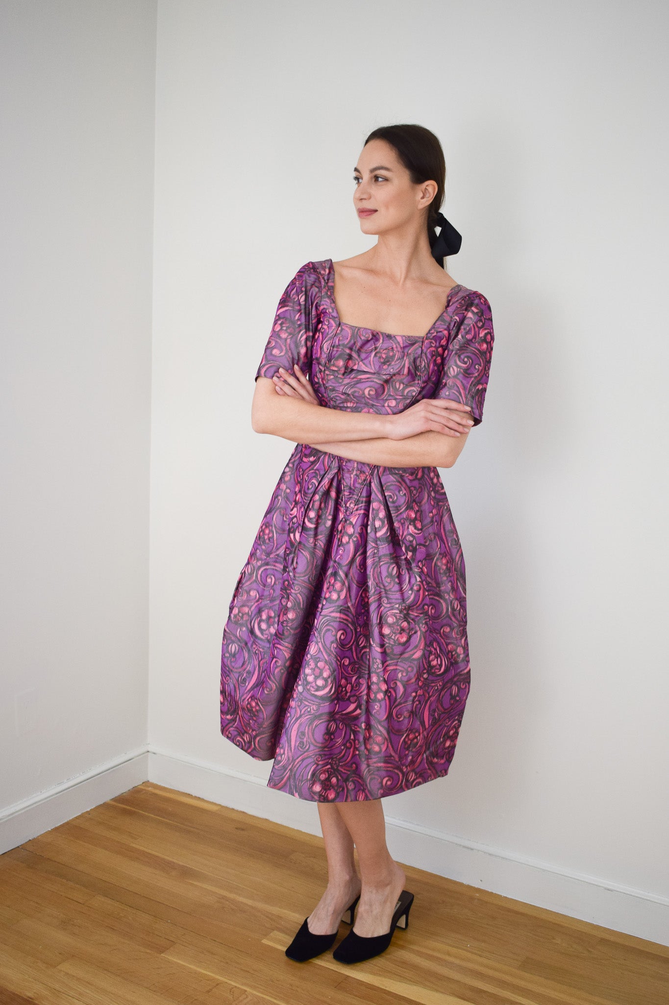 1960s Silk Taffeta Party Dress by Elis Porter | S