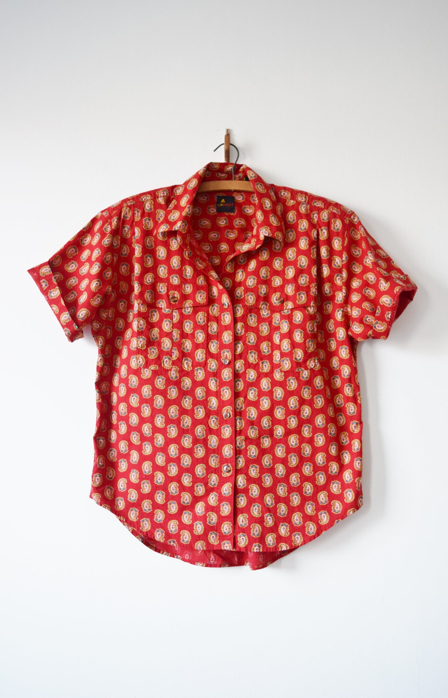 Red Paisley Cotton Top | M