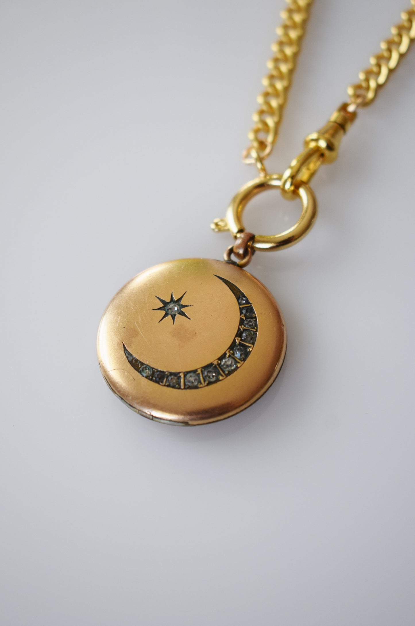 Antique Crescent Moon and Star Locket