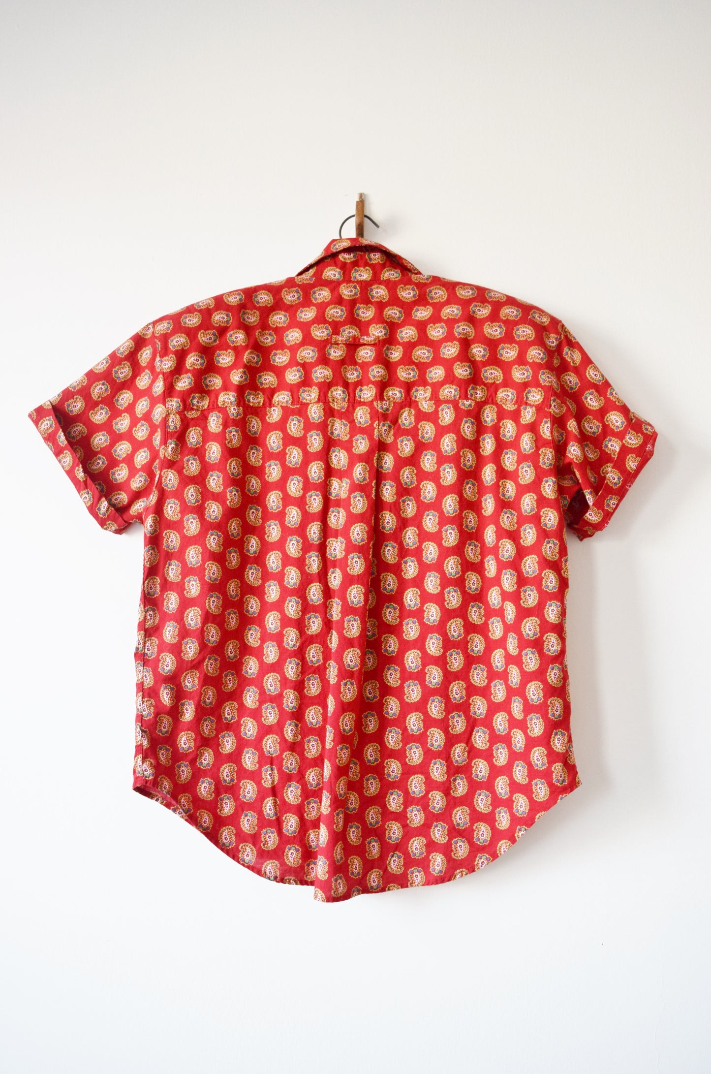 Red Paisley Cotton Top | M
